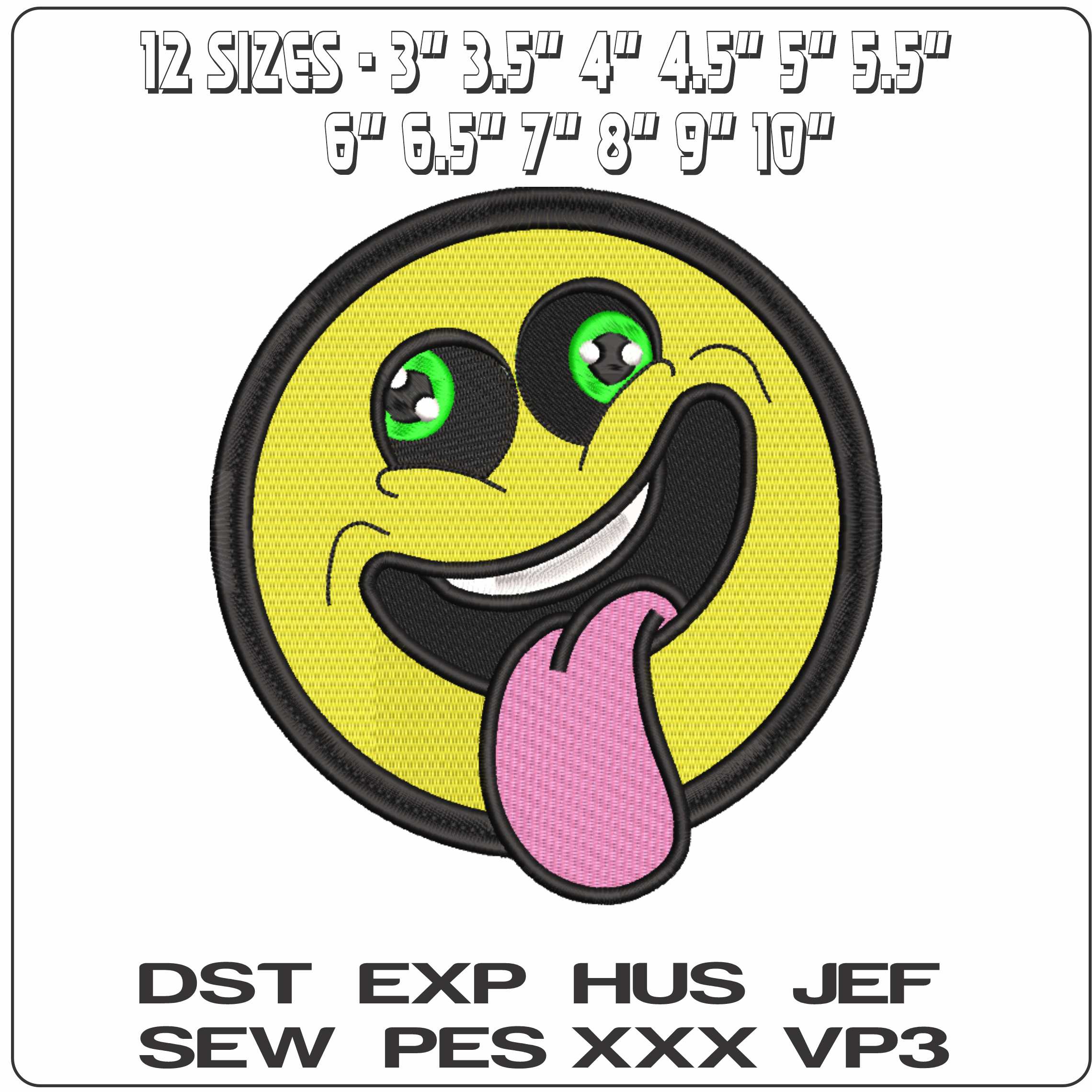 Tongue out Emoji  - Elegant embroidery design file-instant download — view 2