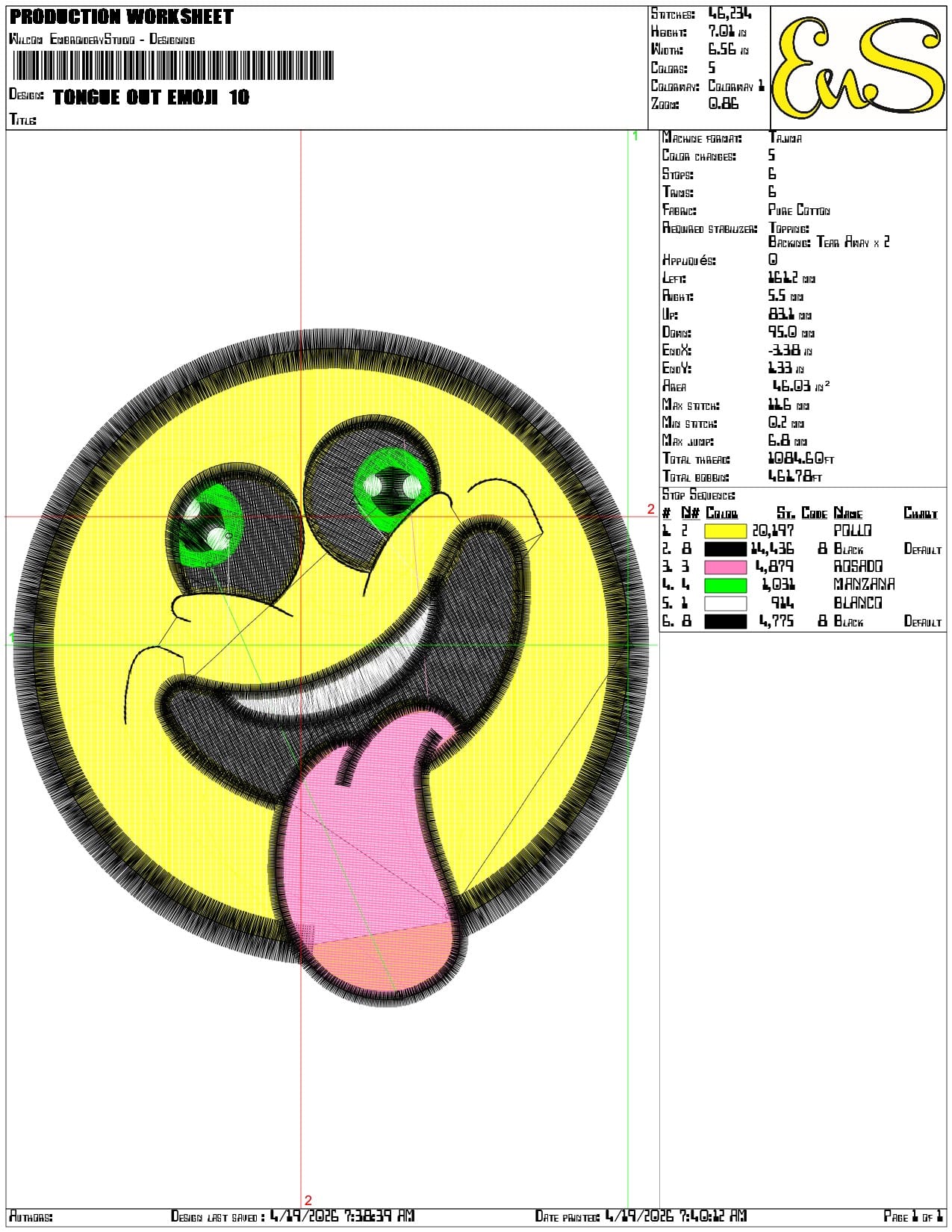 Tongue out Emoji  - Elegant embroidery design file-instant download — view 3