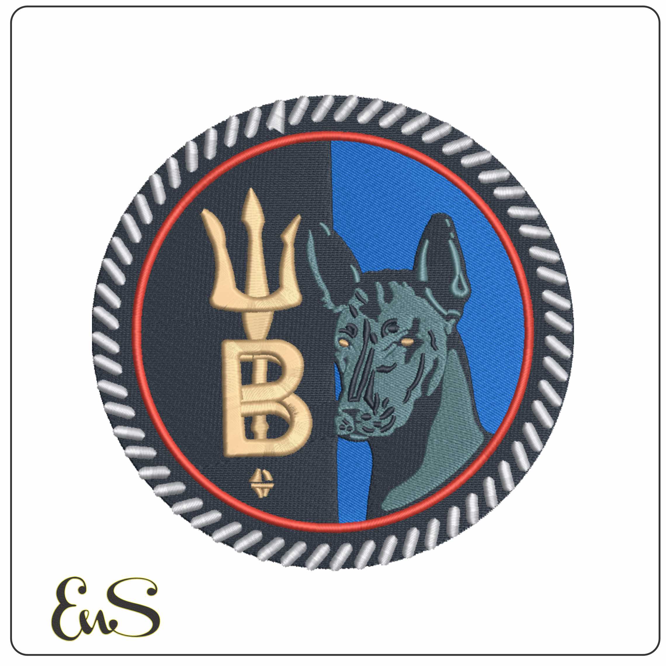 Tridendet and Doberman Patch  - Elegant embroidery design file-instant download