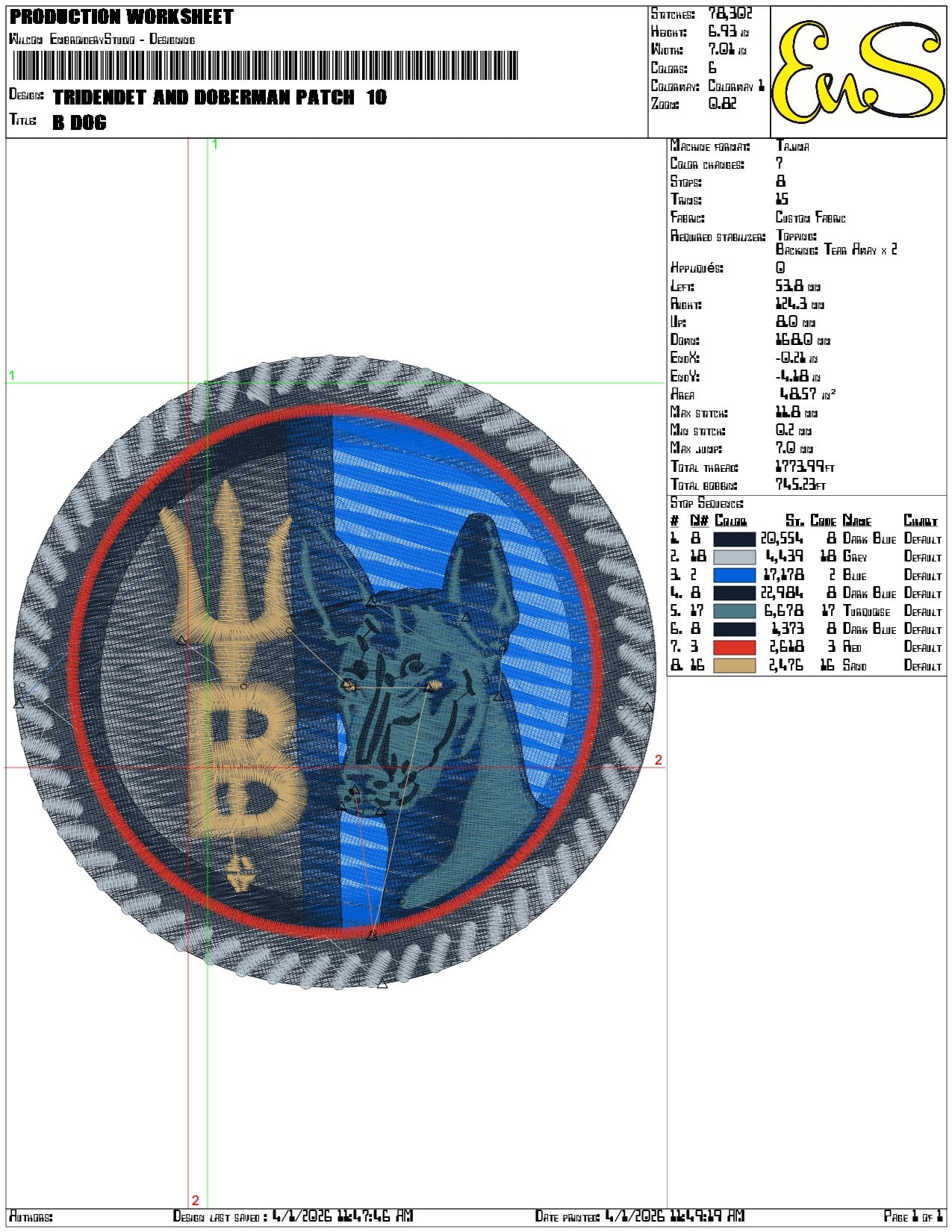 Tridendet and Doberman Patch  - Elegant embroidery design file-instant download — view 3