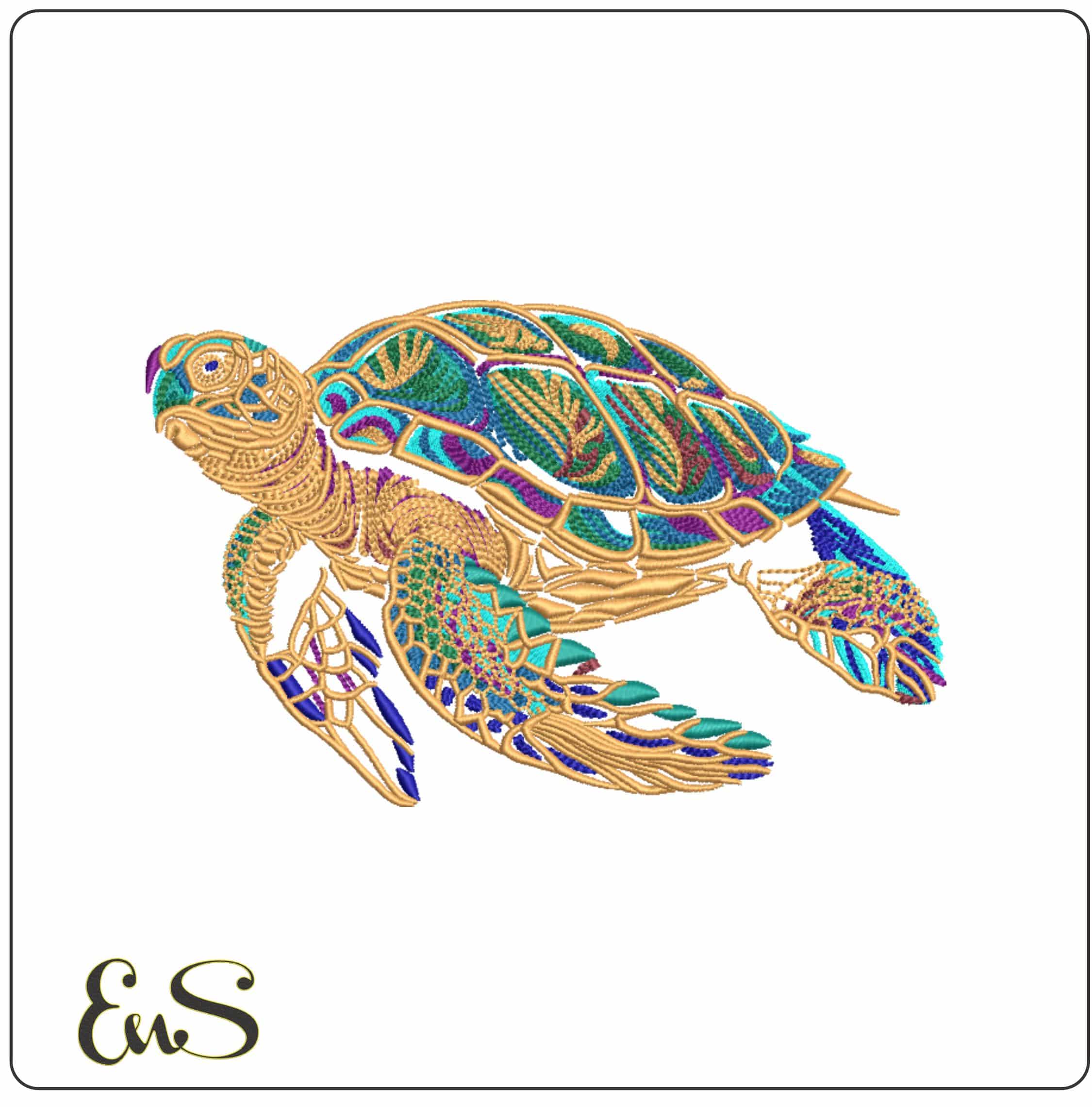 Turtle outline  - Elegant embroidery design file-instant download