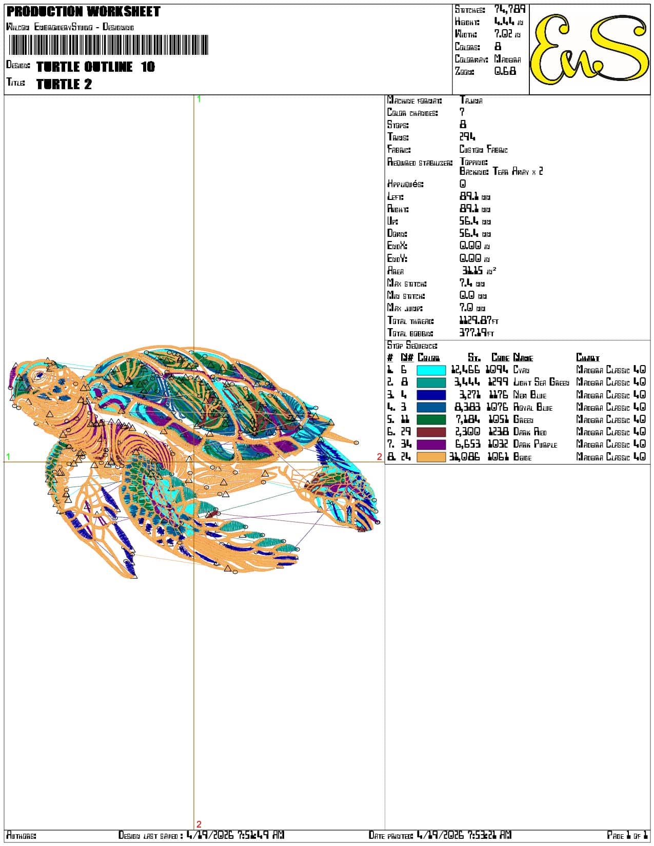 Turtle outline  - Elegant embroidery design file-instant download — view 3