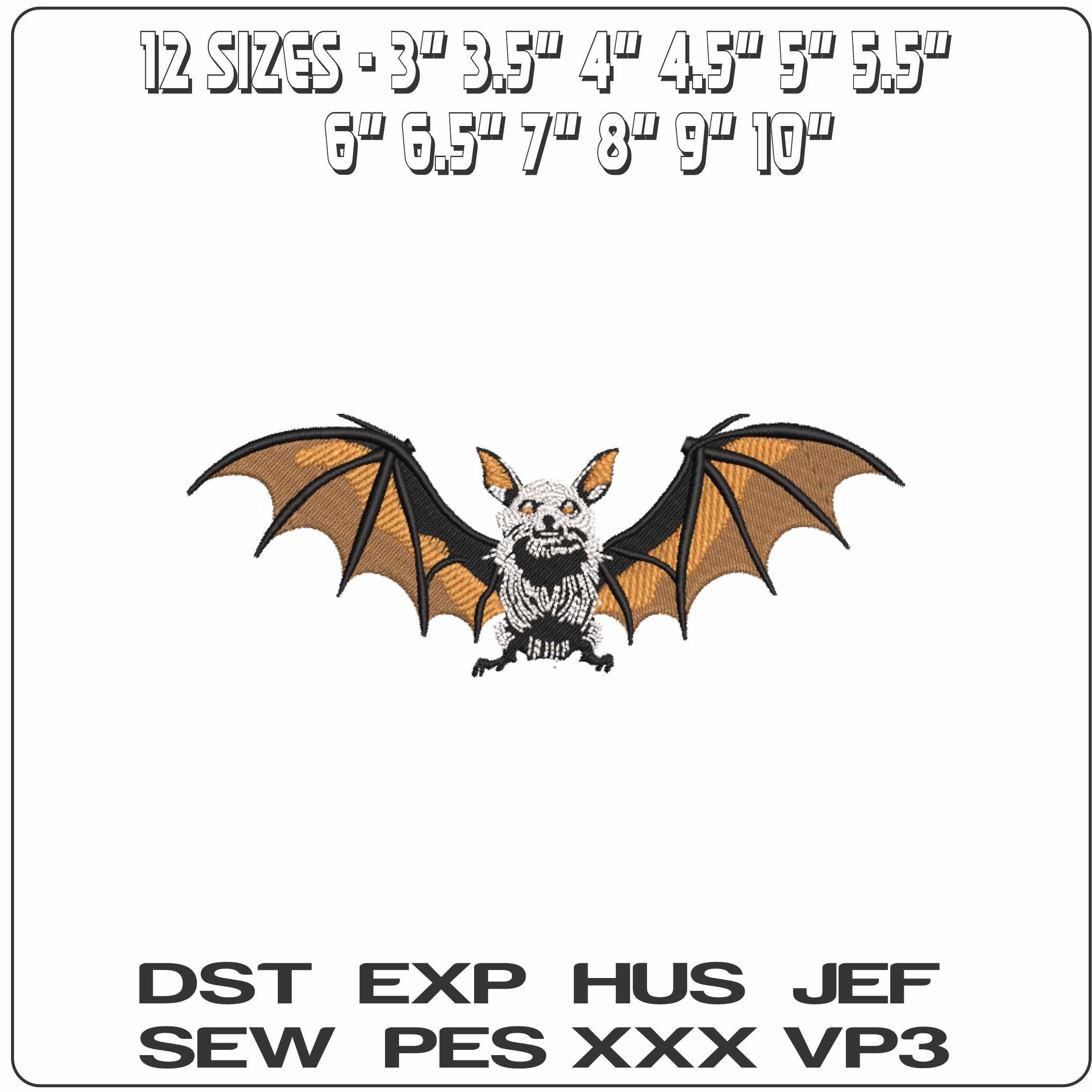 Vampire Bat  - Elegant embroidery design file-instant download — view 2