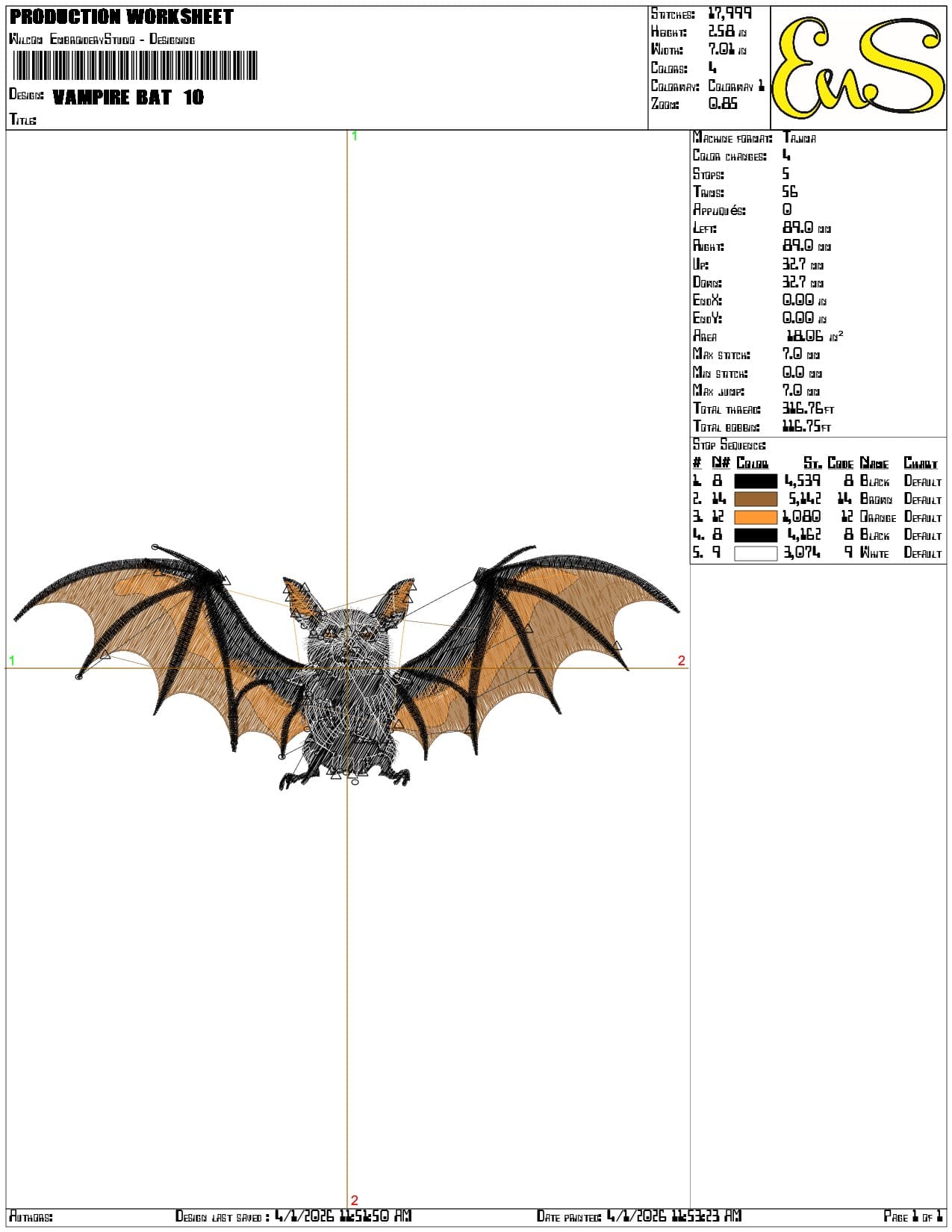 Vampire Bat  - Elegant embroidery design file-instant download — view 3