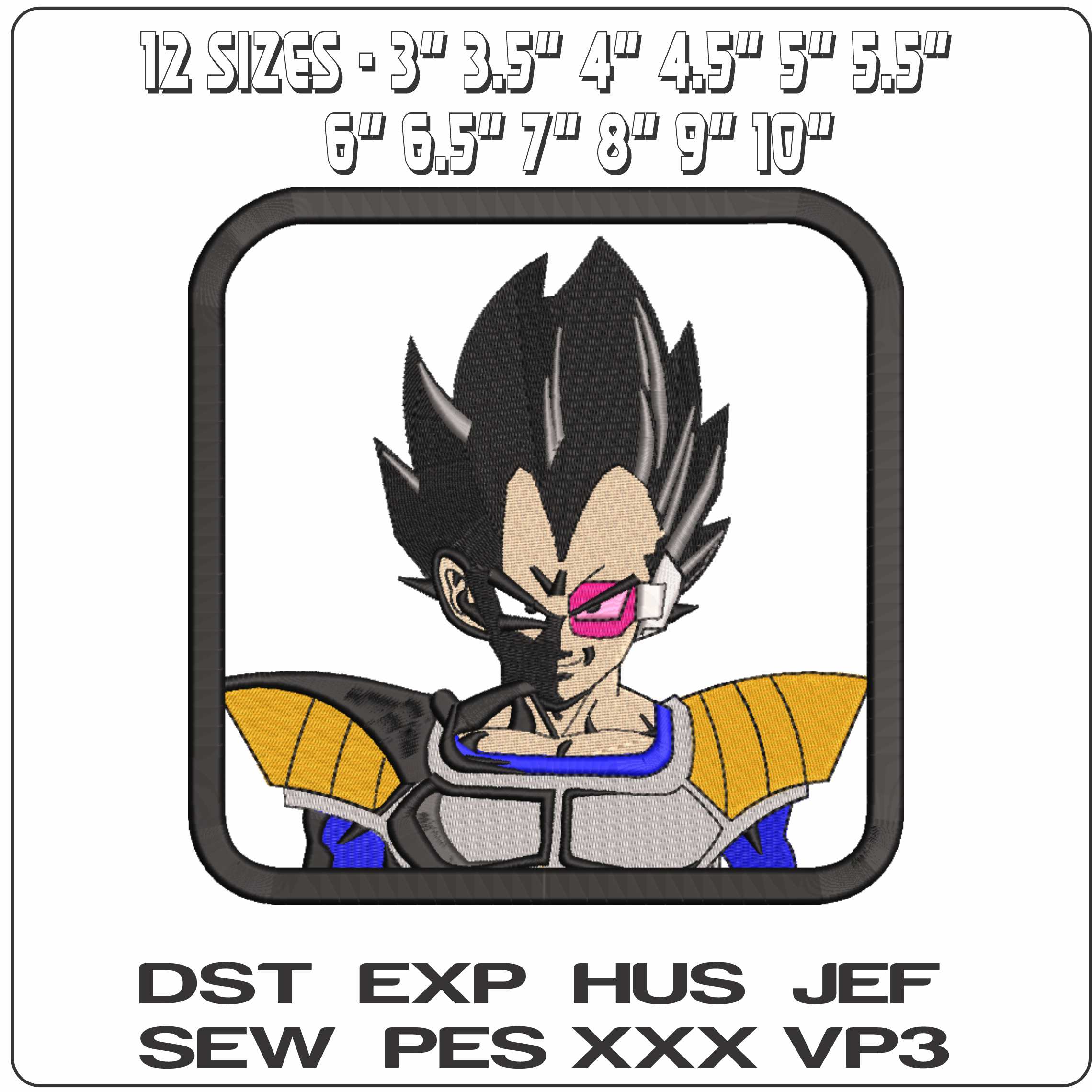 Vegeta Frame Dragon Ball z  - Elegant embroidery design file-instant download — view 2