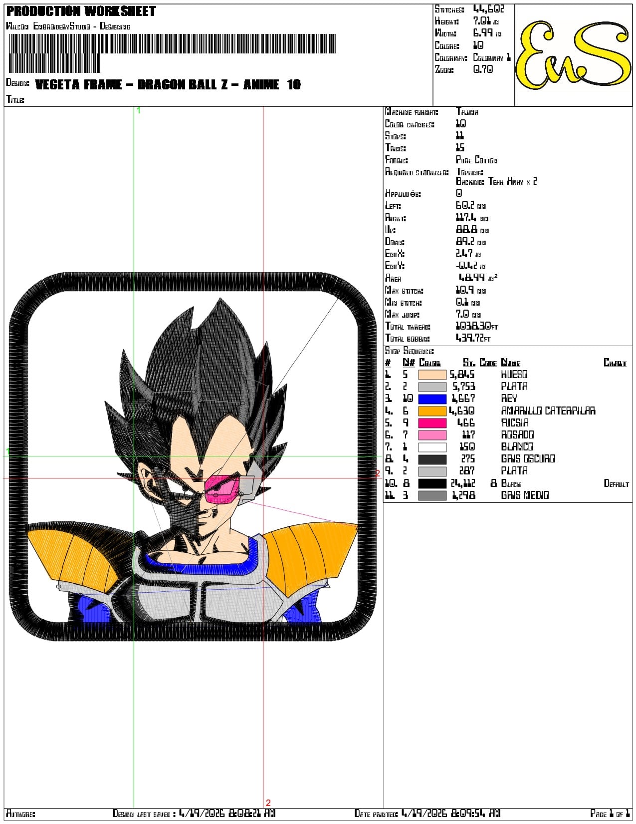 Vegeta Frame Dragon Ball z  - Elegant embroidery design file-instant download — view 3