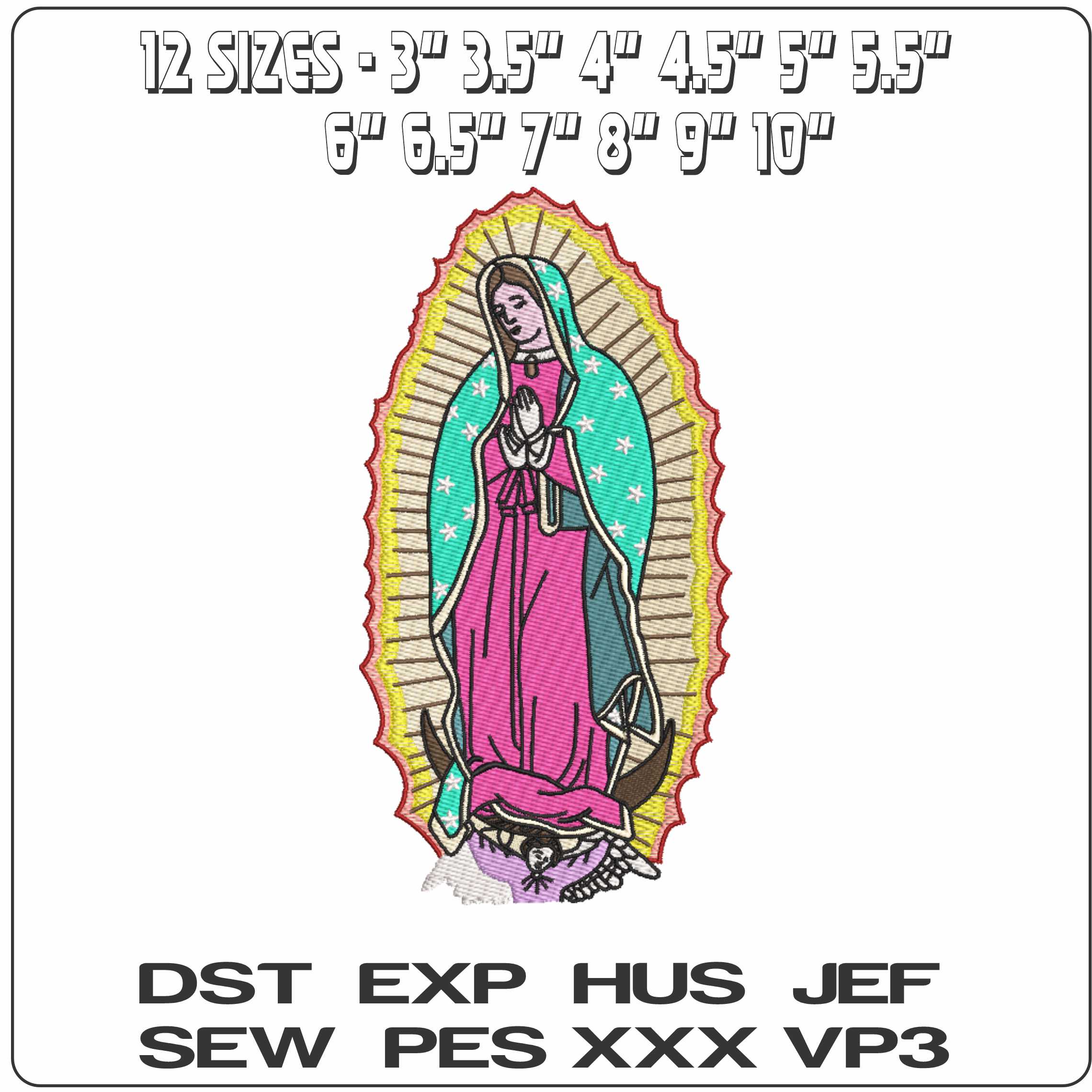 Virgin Mary Praying in Color  - Elegant embroidery design file-instant download — view 2