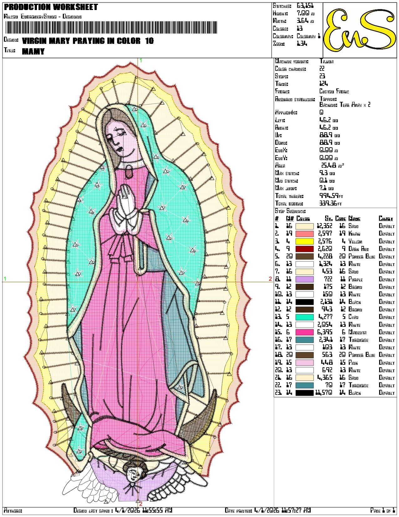 Virgin Mary Praying in Color  - Elegant embroidery design file-instant download — view 3