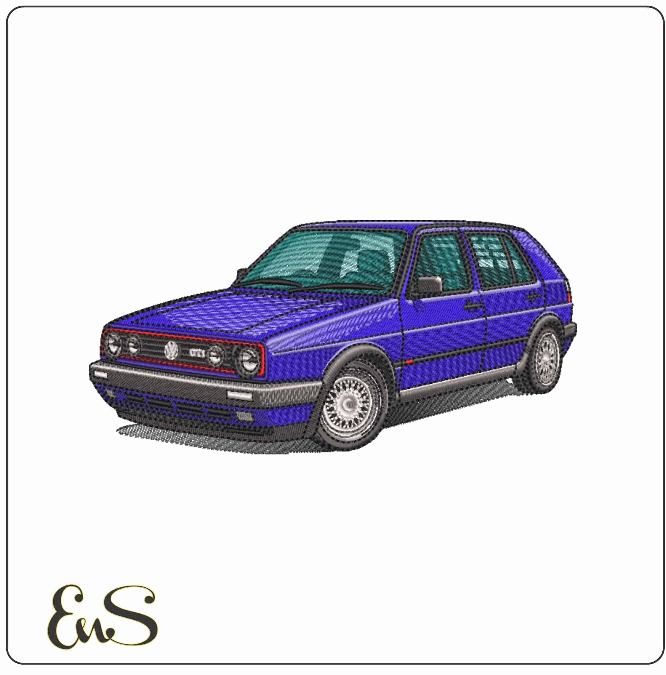 Volkswagon Golf 5 door GTI MK2  - Elegant embroidery design file-instant download