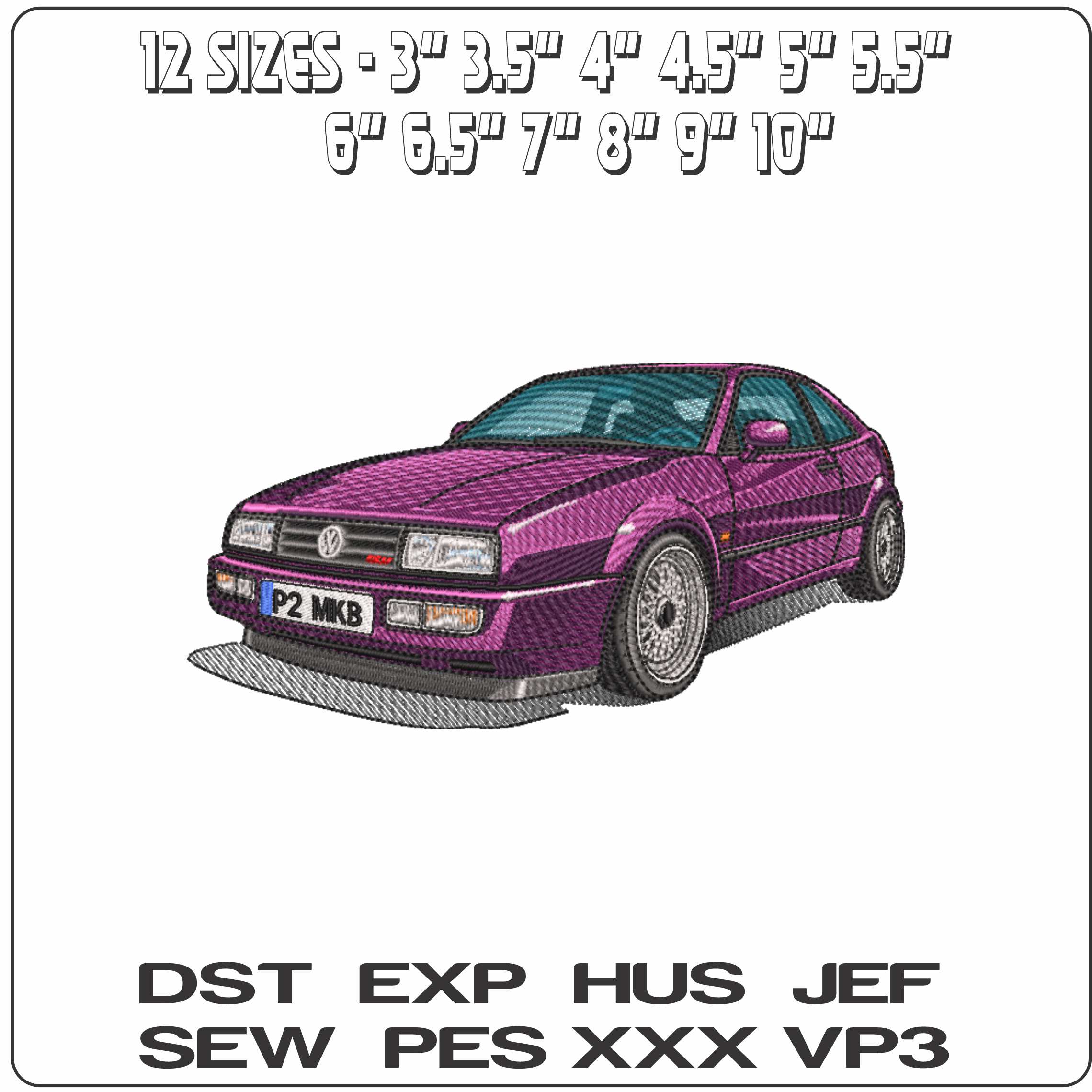 Volkwagen Corrado  - Elegant embroidery design file-instant download — view 2