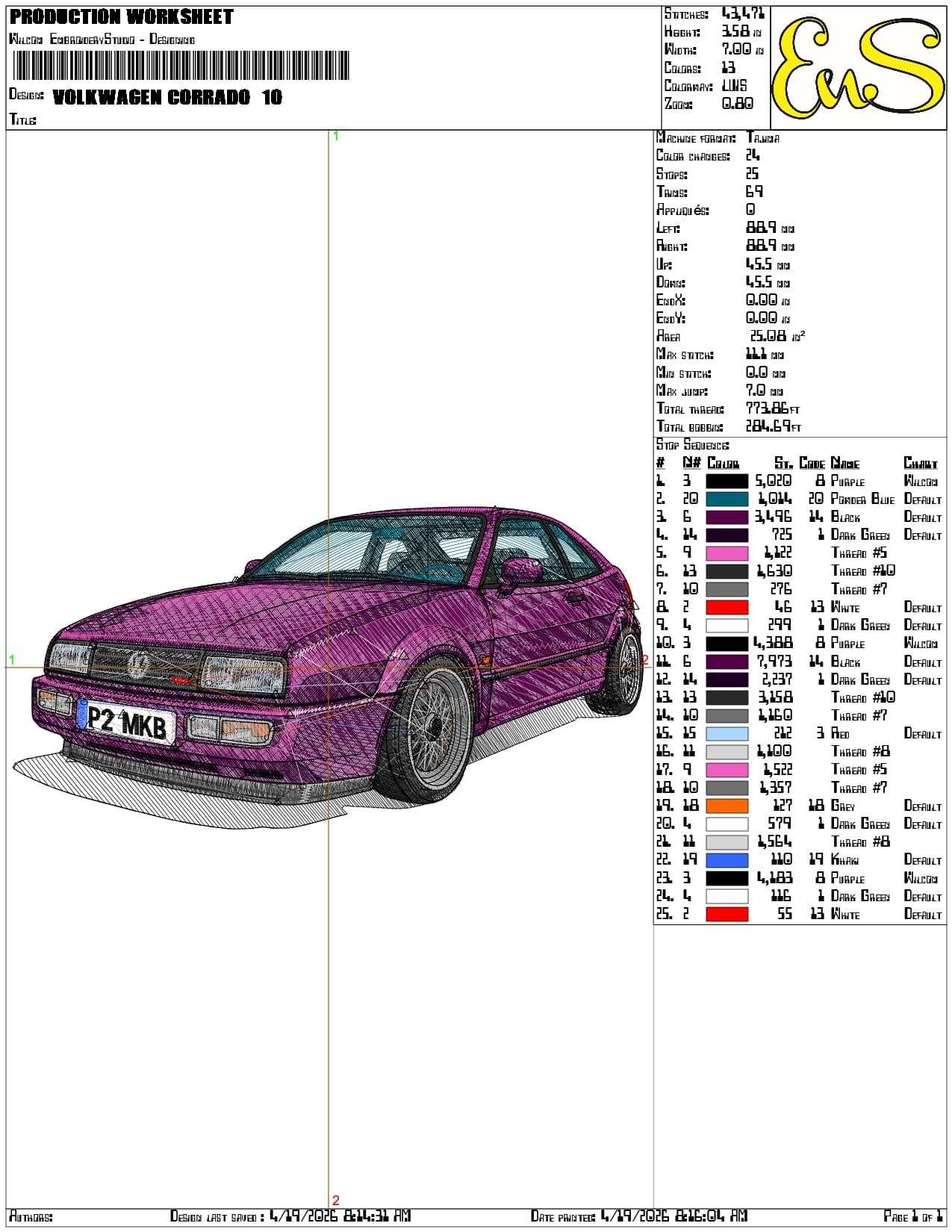 Volkwagen Corrado  - Elegant embroidery design file-instant download — view 3