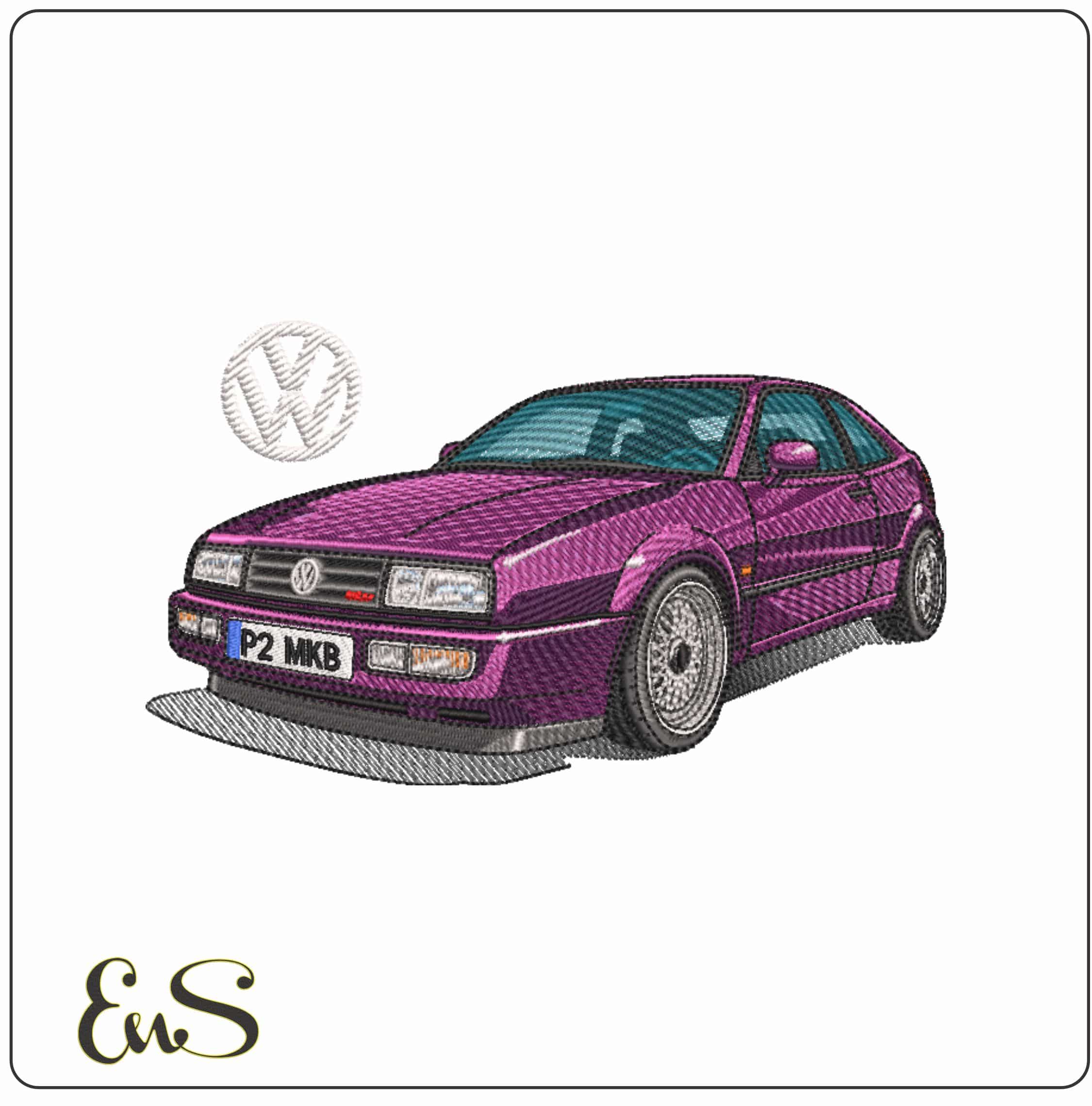 Volkwagen Corrado with Logo  - Elegant embroidery design file-instant download