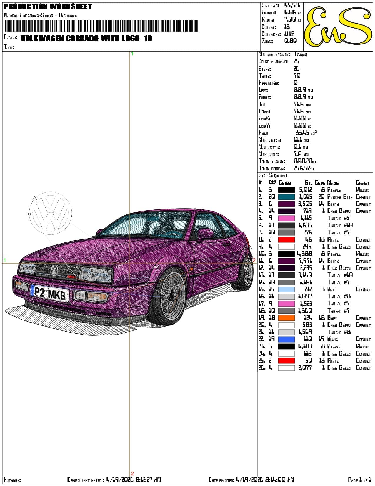 Volkwagen Corrado with Logo  - Elegant embroidery design file-instant download — view 3