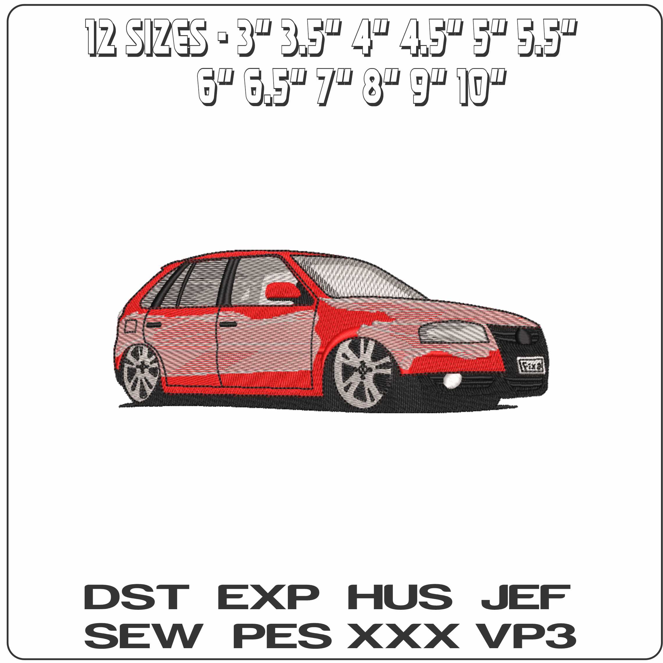 VW golf MK 4  - Elegant embroidery design file-instant download — view 2