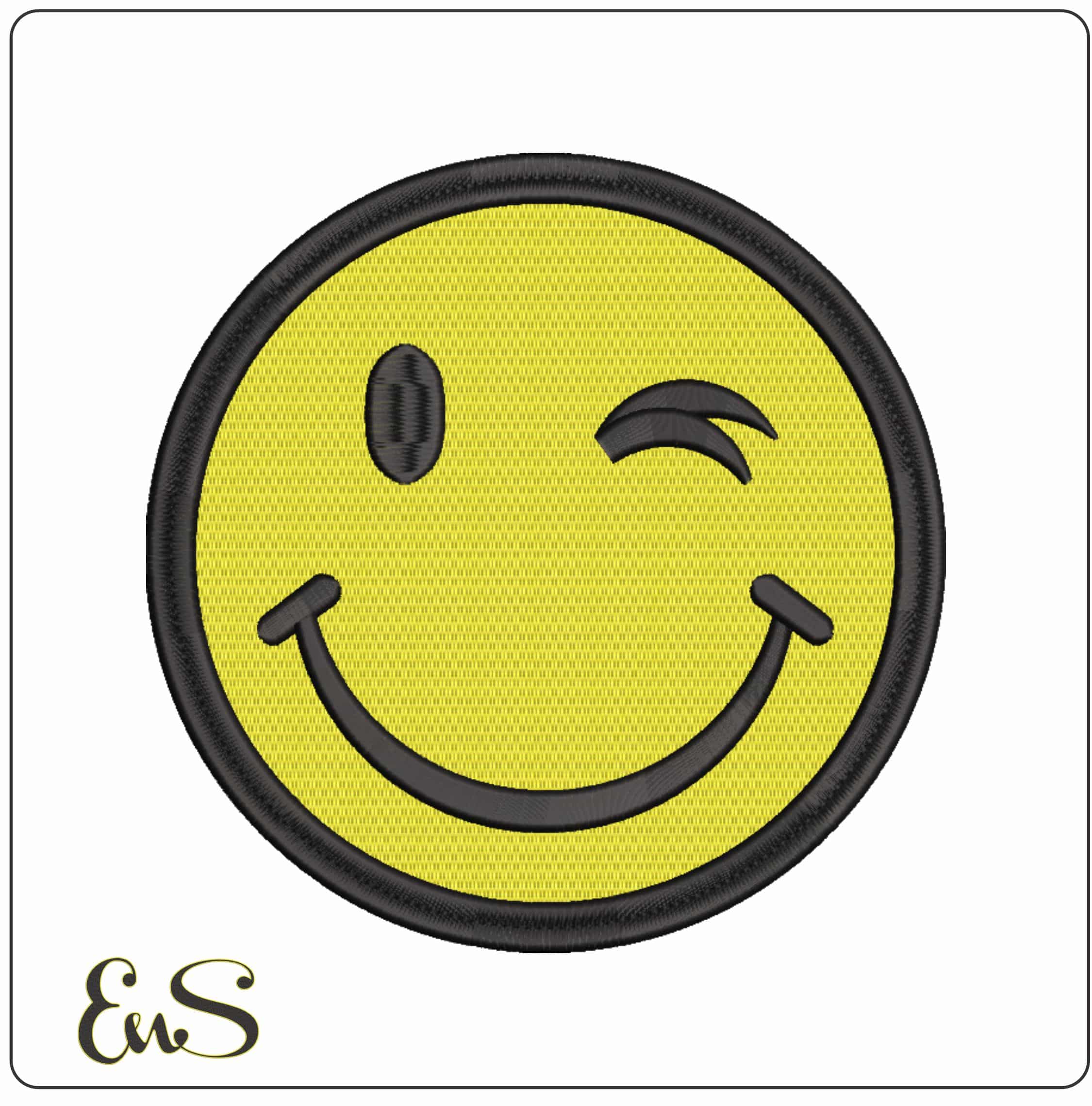 Wink Emoji  - Elegant embroidery design file-instant download