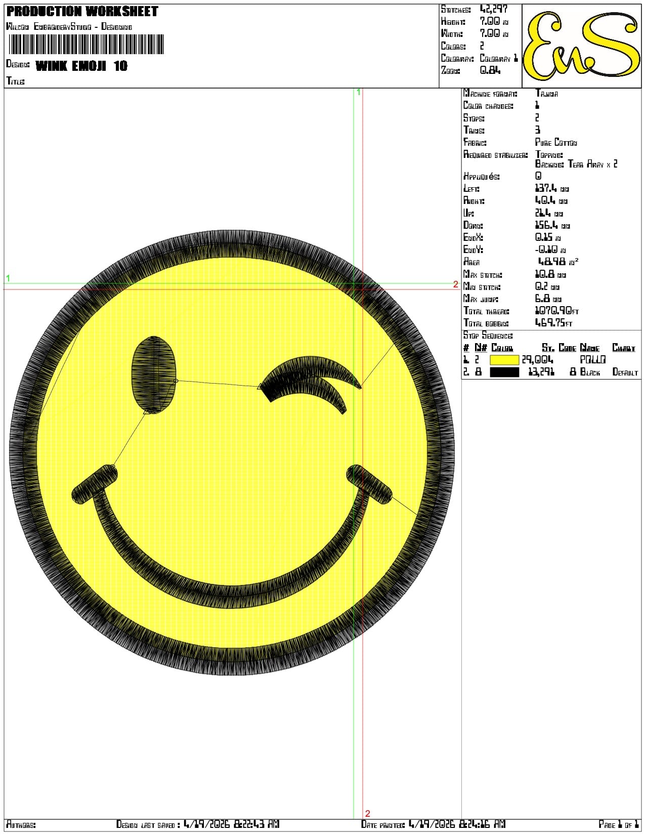 Wink Emoji  - Elegant embroidery design file-instant download — view 3