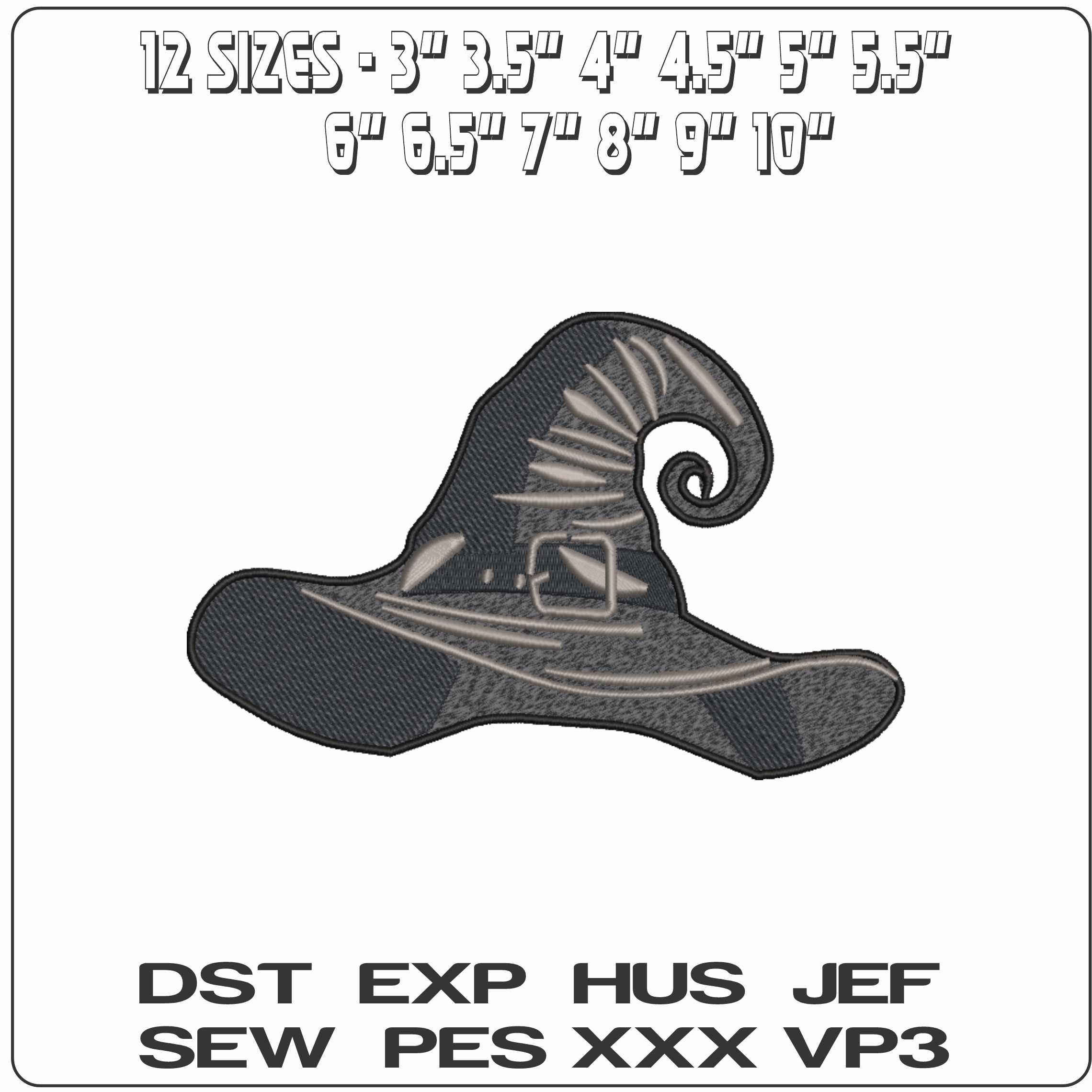 Witches Hat  - Elegant embroidery design file-instant download — view 2