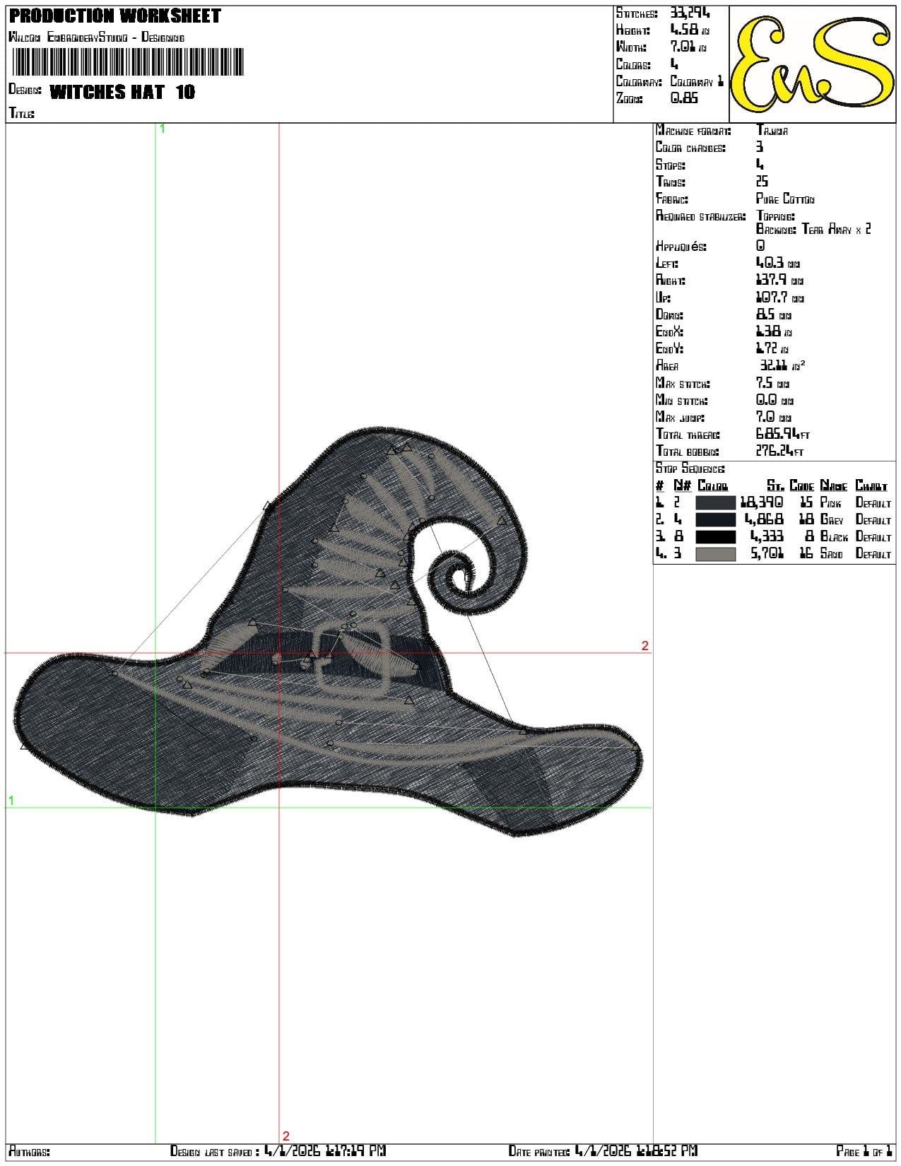 Witches Hat  - Elegant embroidery design file-instant download — view 3