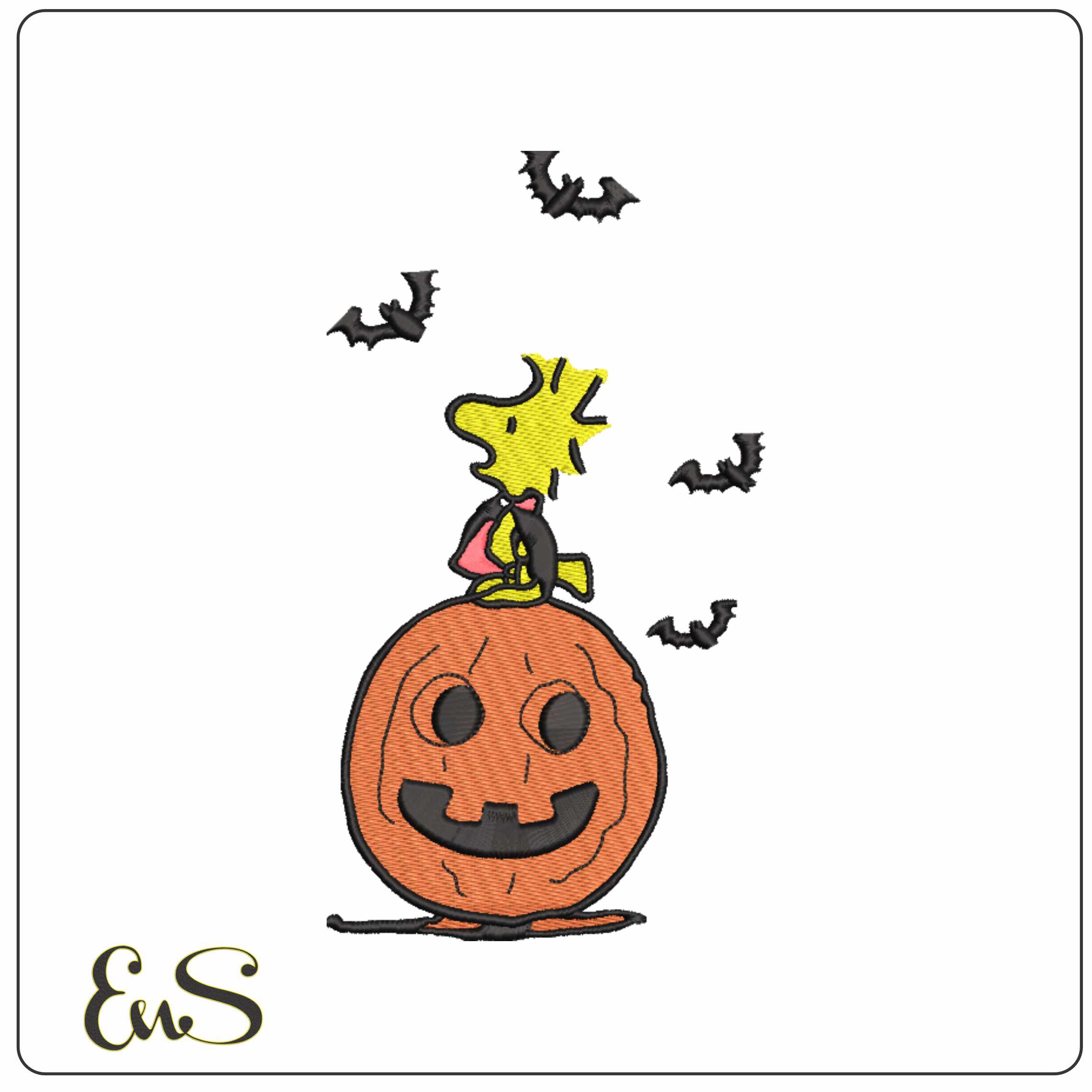 Woodstock Pumpkin Snoopy and Woodstock  - Elegant embroidery design file-instant download