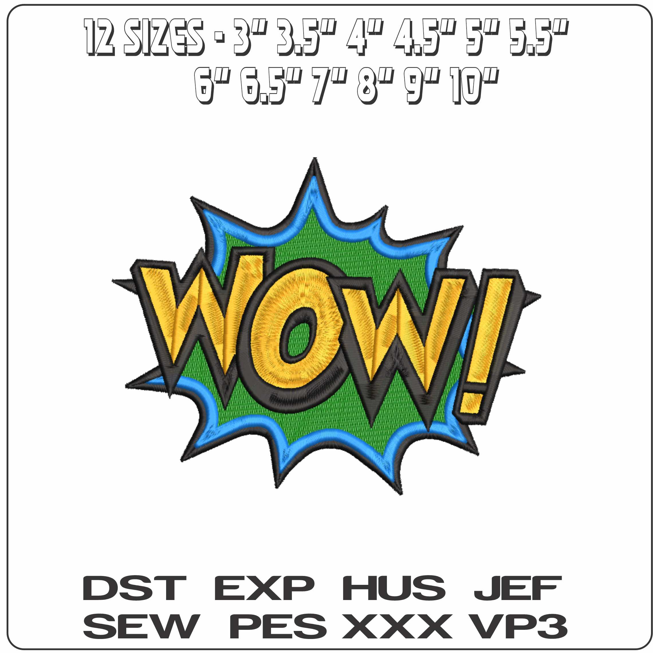 WOW  - Elegant embroidery design file-instant download — view 2