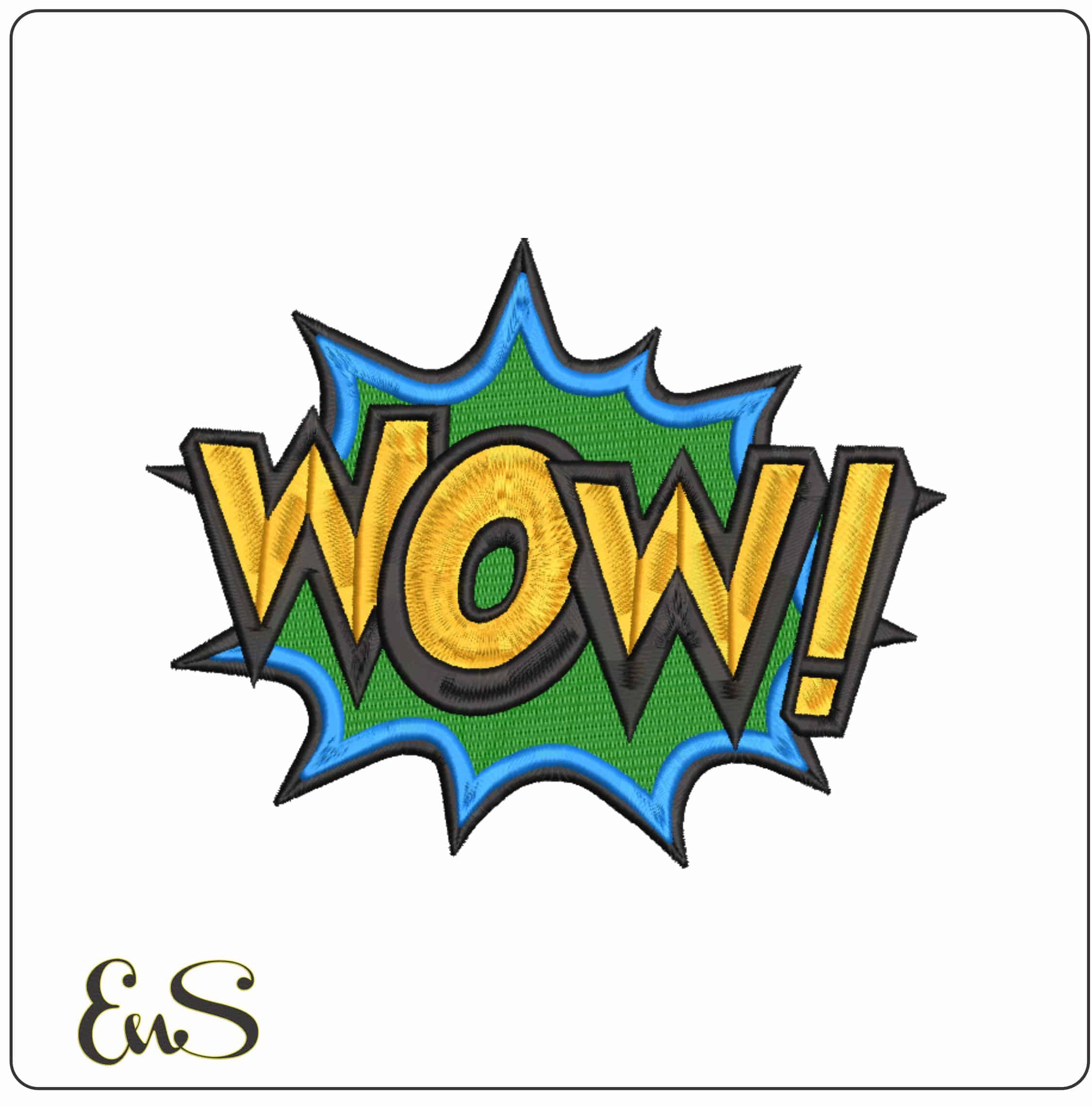 WOW  - Elegant embroidery design file-instant download