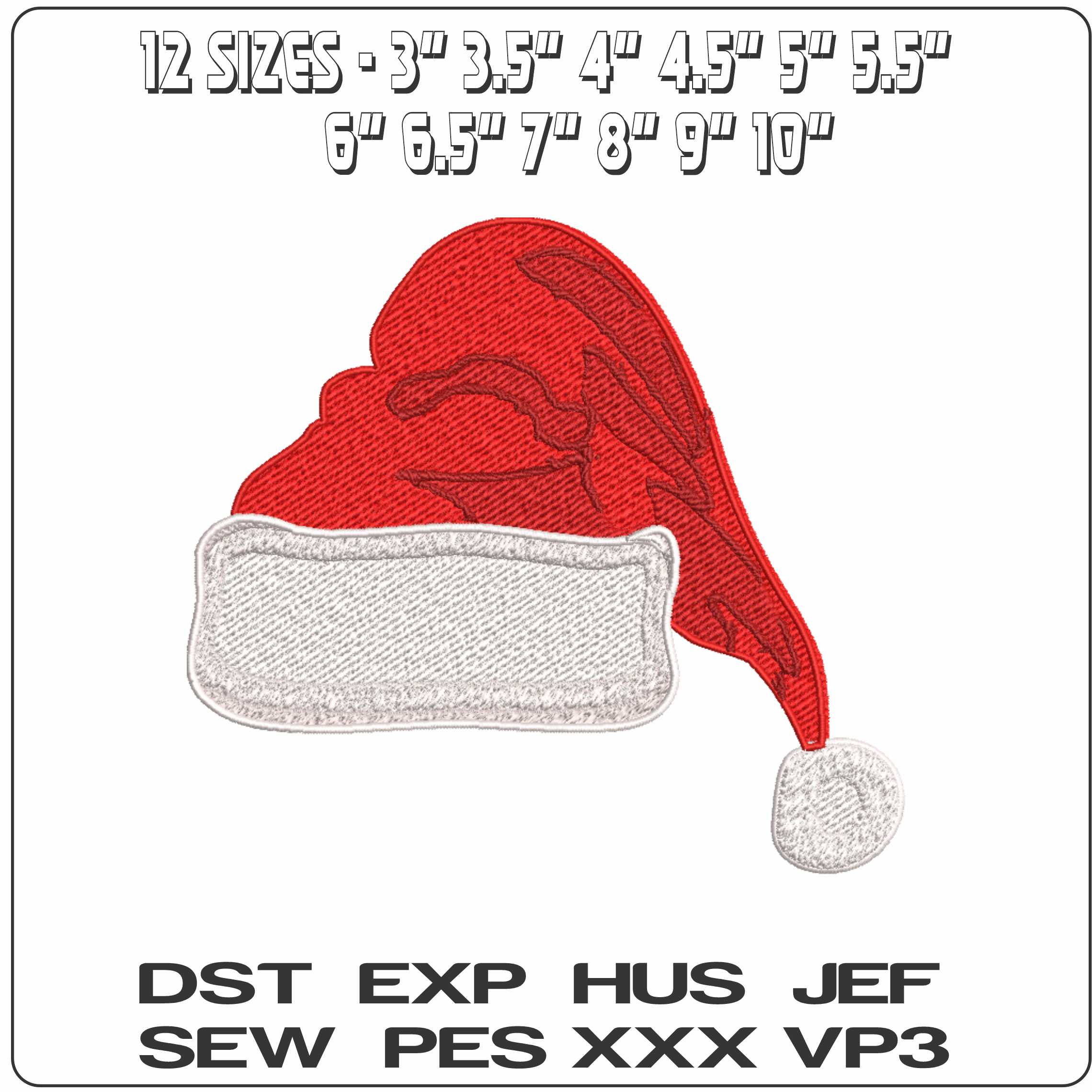 Xmas Hat  - Elegant embroidery design file-instant download — view 2