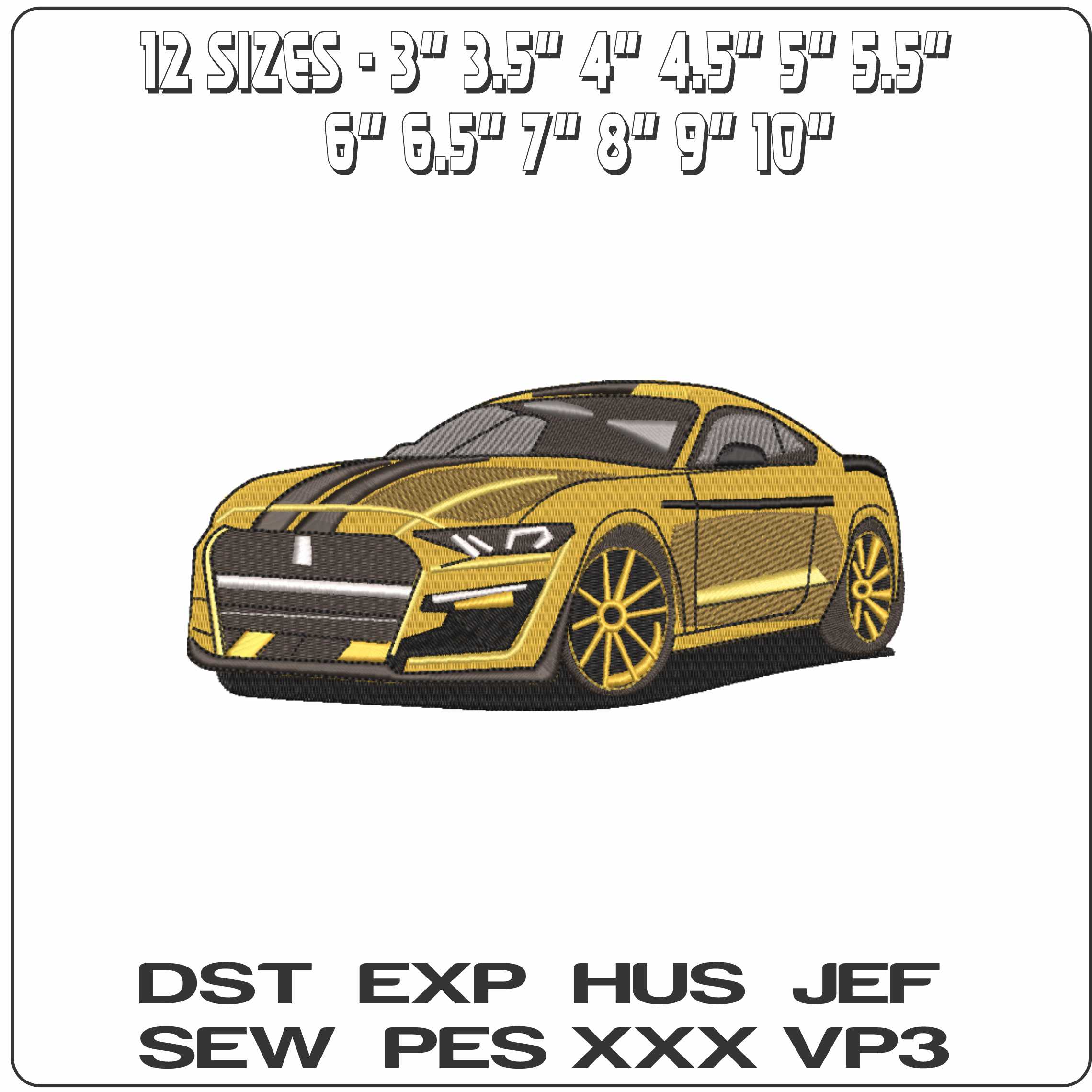 Yellow Mustang  - Elegant embroidery design file-instant download — view 2