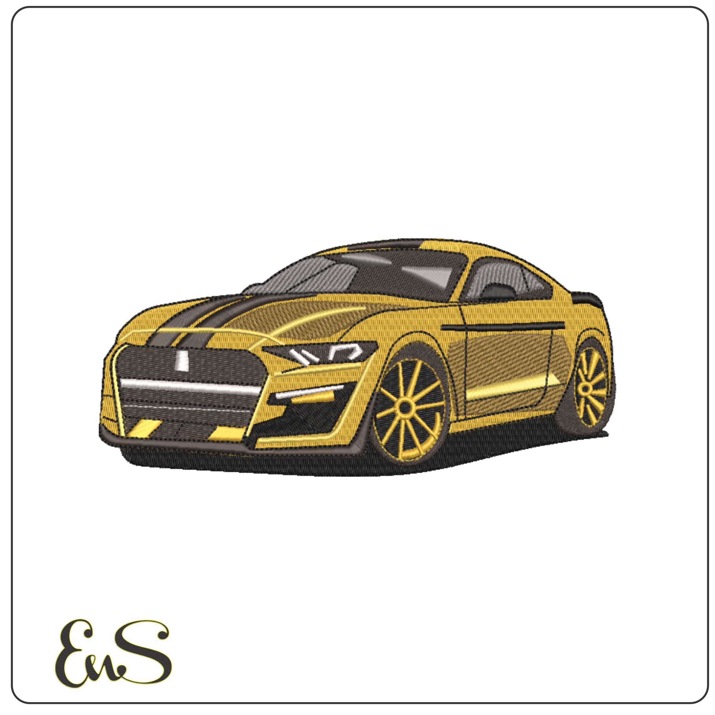 Yellow Mustang  - Elegant embroidery design file-instant download