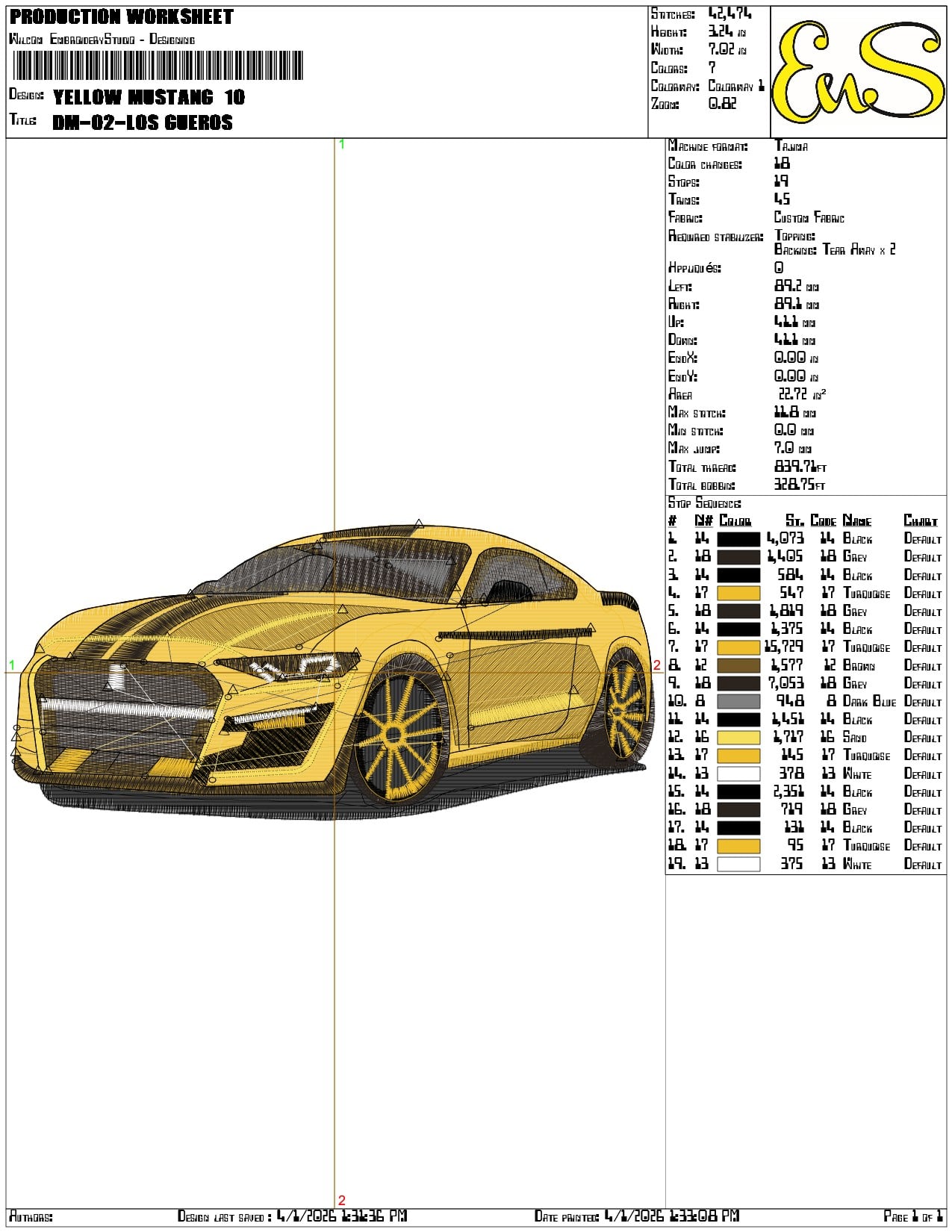 Yellow Mustang  - Elegant embroidery design file-instant download — view 3