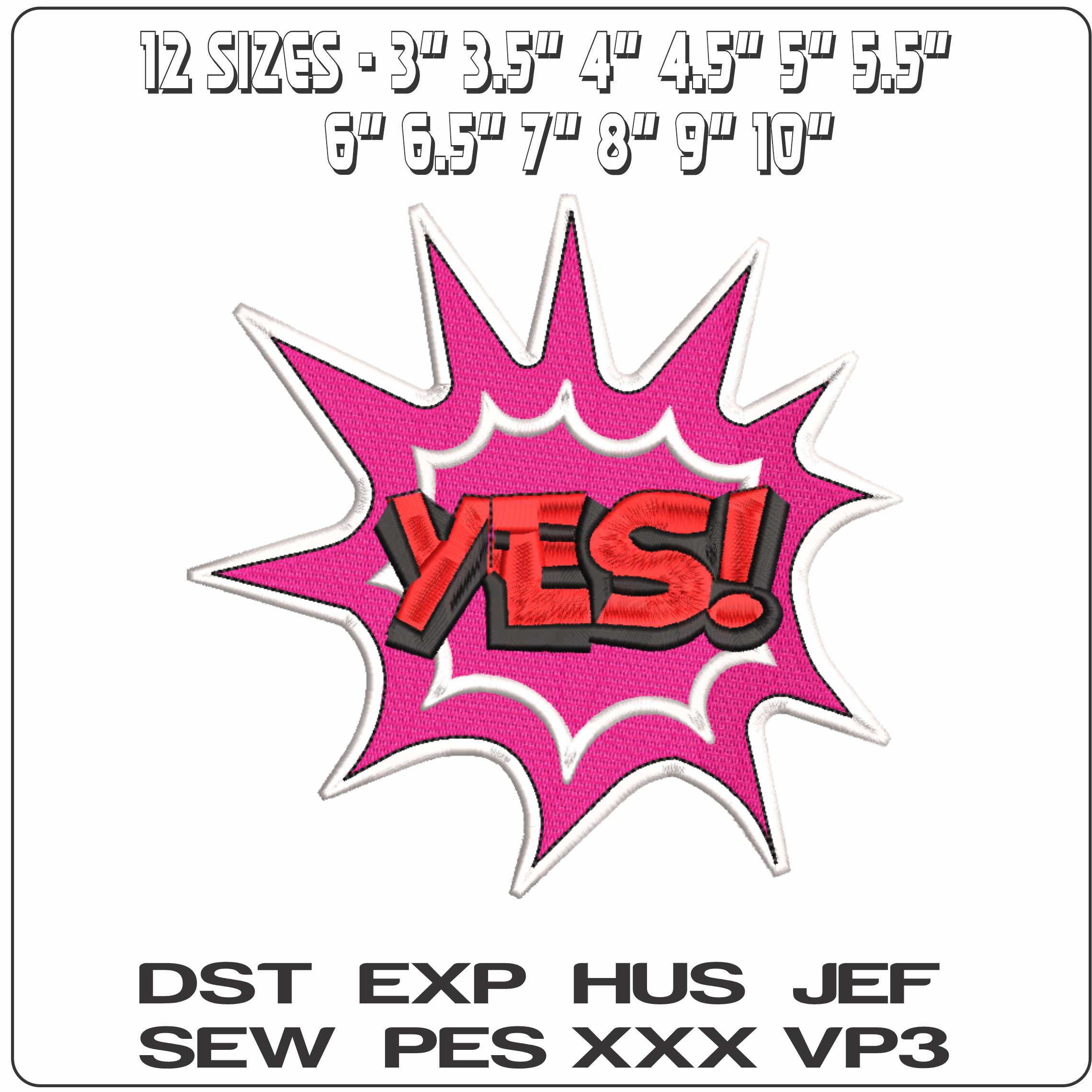 Yes Patch  - Elegant embroidery design file-instant download — view 2
