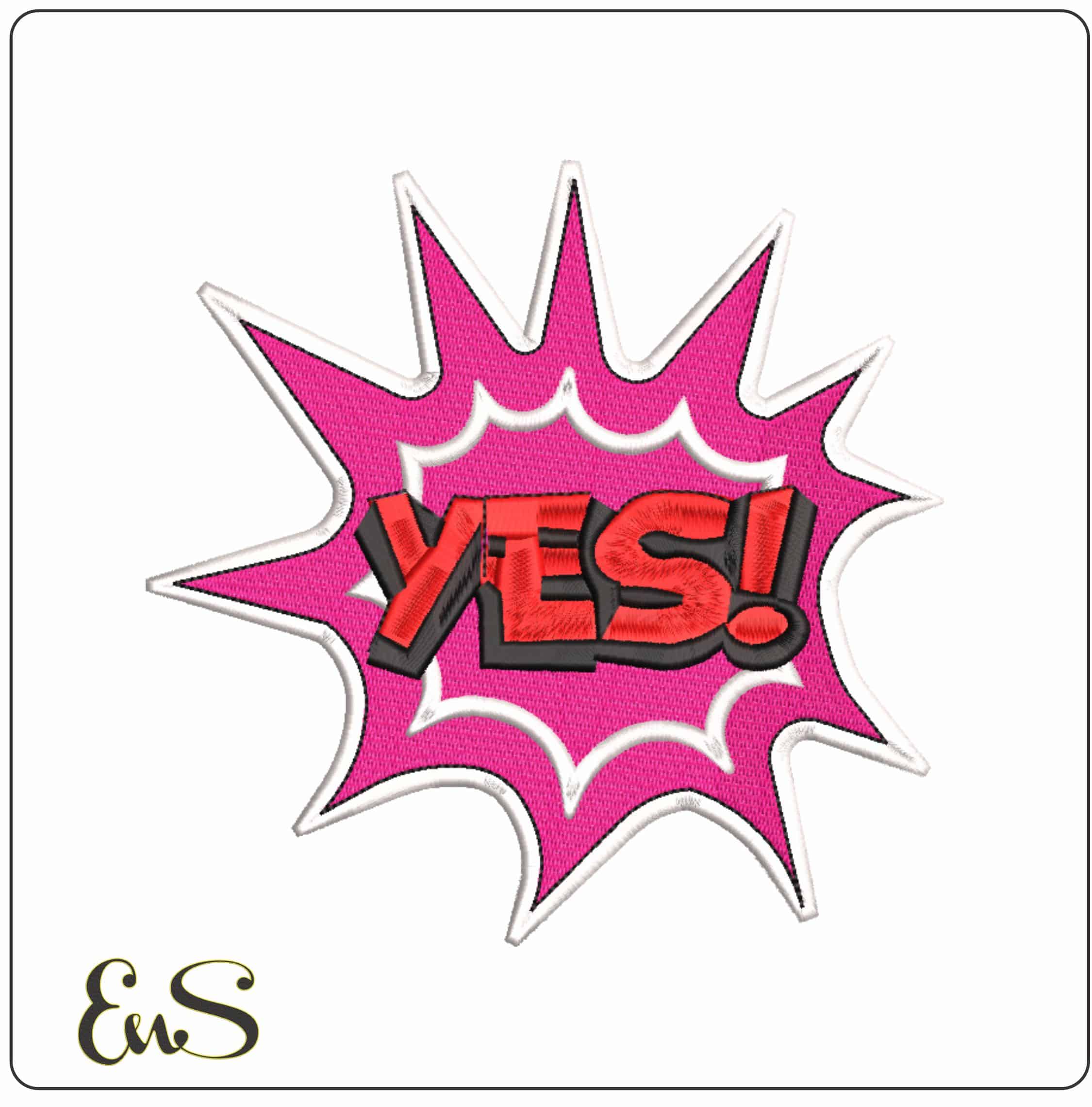 Yes Patch  - Elegant embroidery design file-instant download