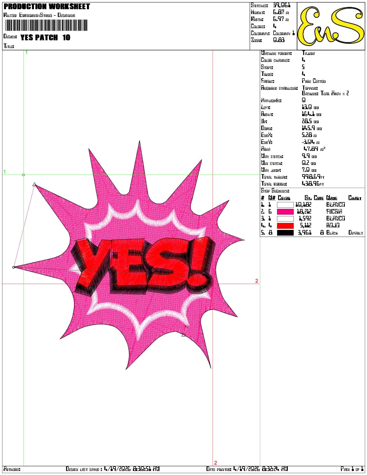 Yes Patch  - Elegant embroidery design file-instant download — view 3