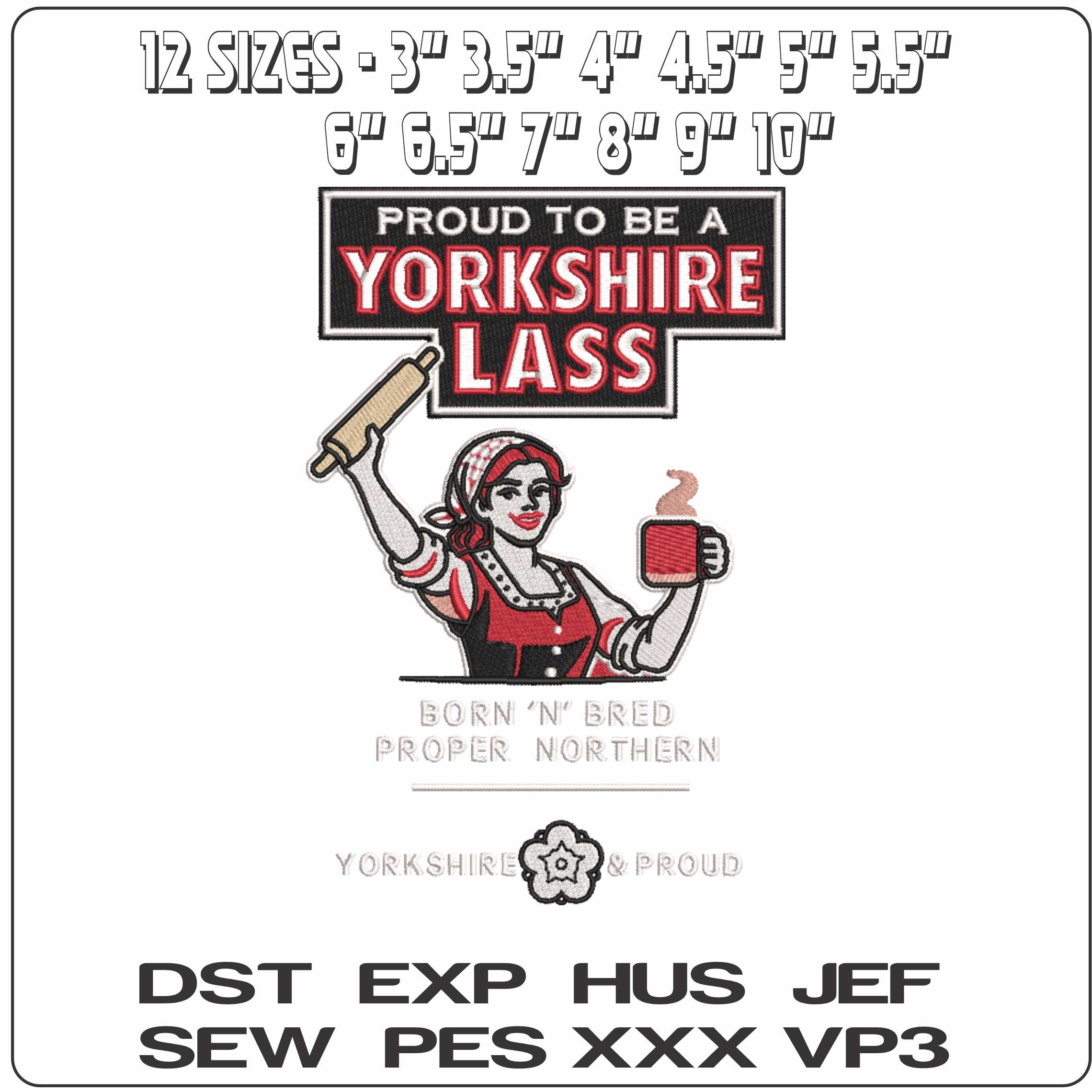 Yorkshire Lass  - Elegant embroidery design file-instant download — view 2