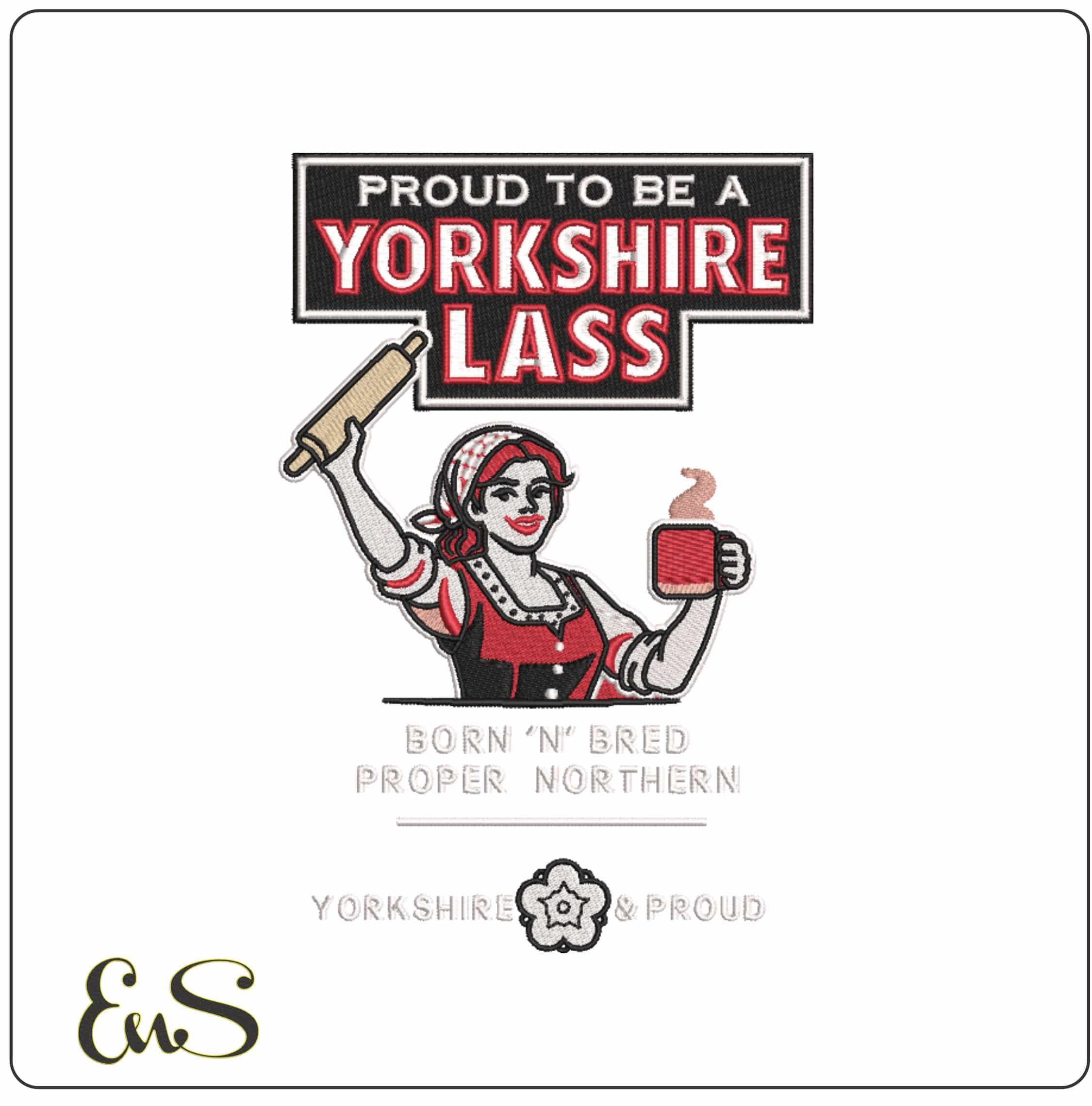 Yorkshire Lass  - Elegant embroidery design file-instant download
