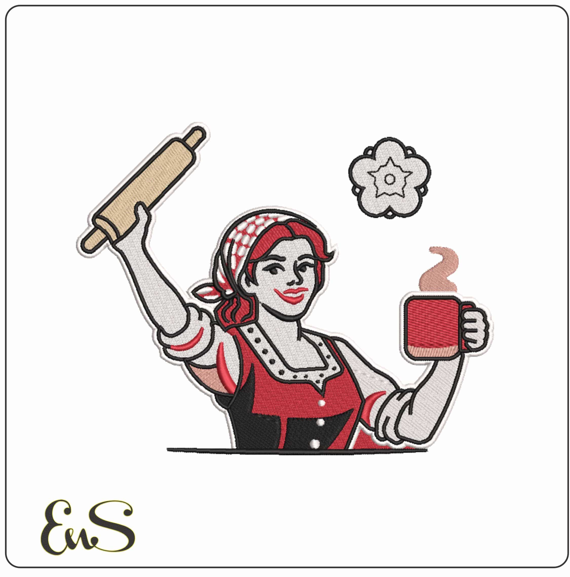 Yorkshire Wife  - Elegant embroidery design file-instant download
