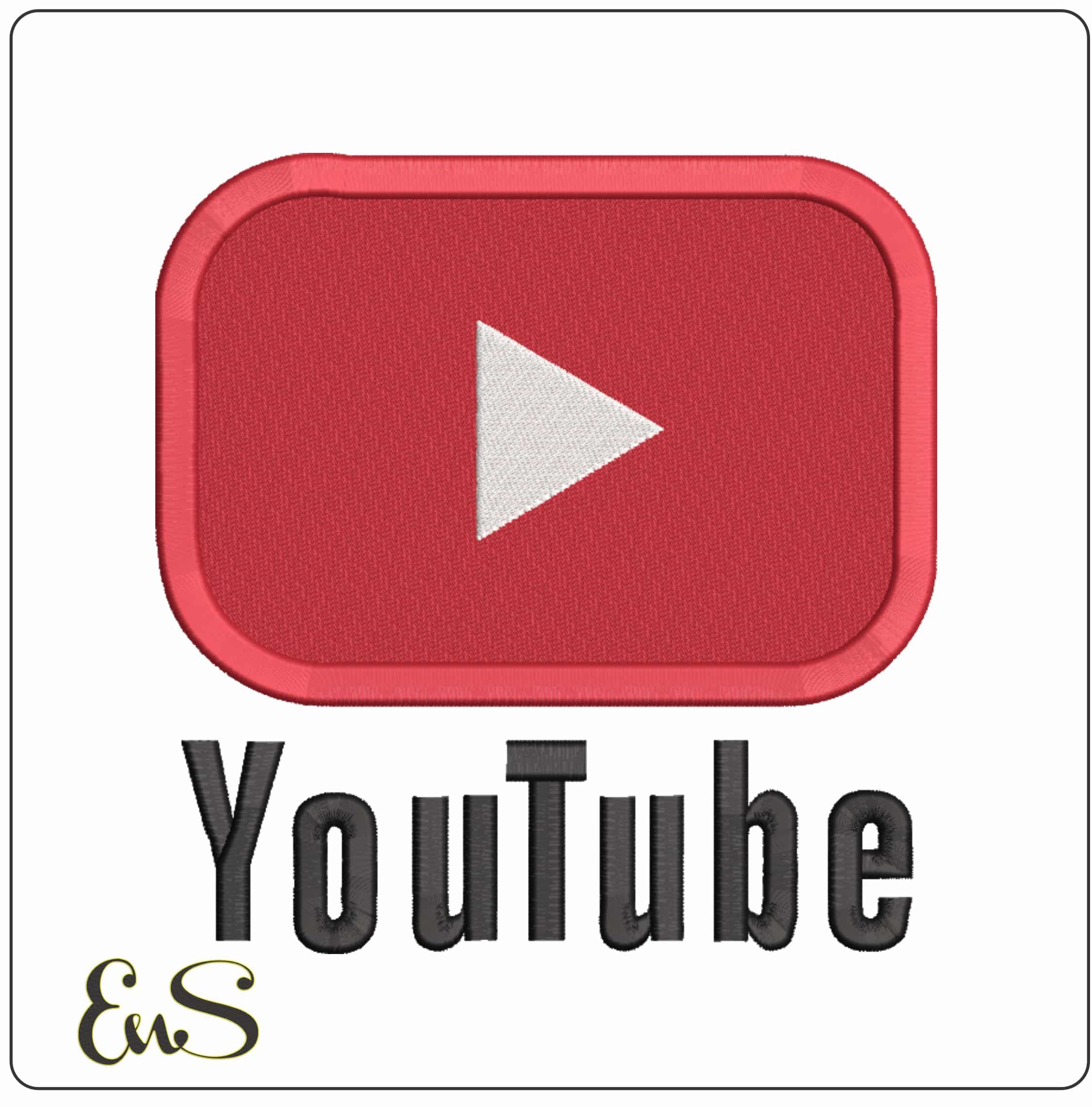You Tube Patch  - Elegant embroidery design file-instant download