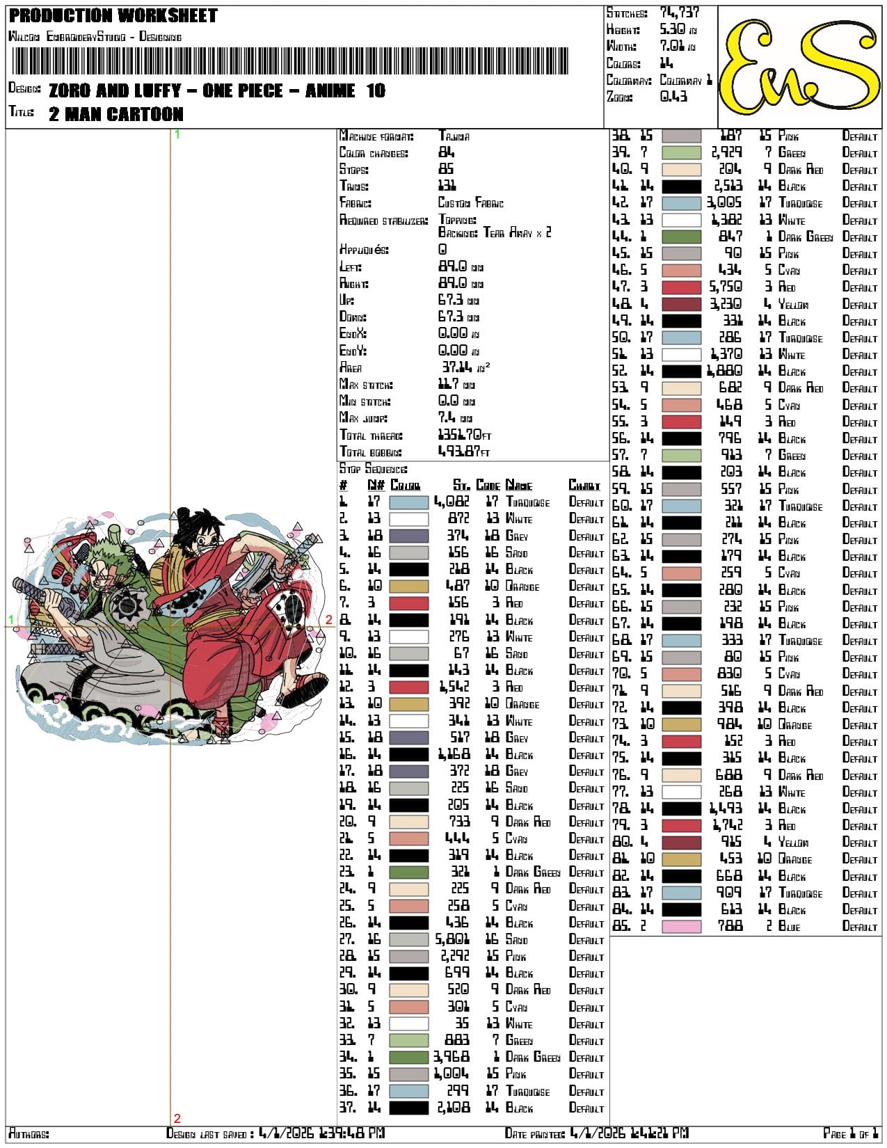 Zoro and Luffy One Piece  - Elegant embroidery design file-instant download — view 3
