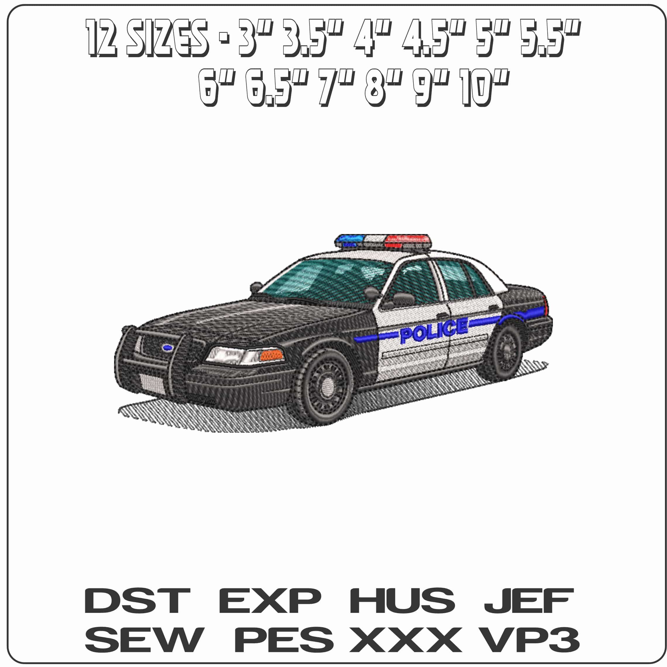 1990s Ford Crown Victoria Interceptor Police Car  - Elegant embroidery design file-instant download — view 2