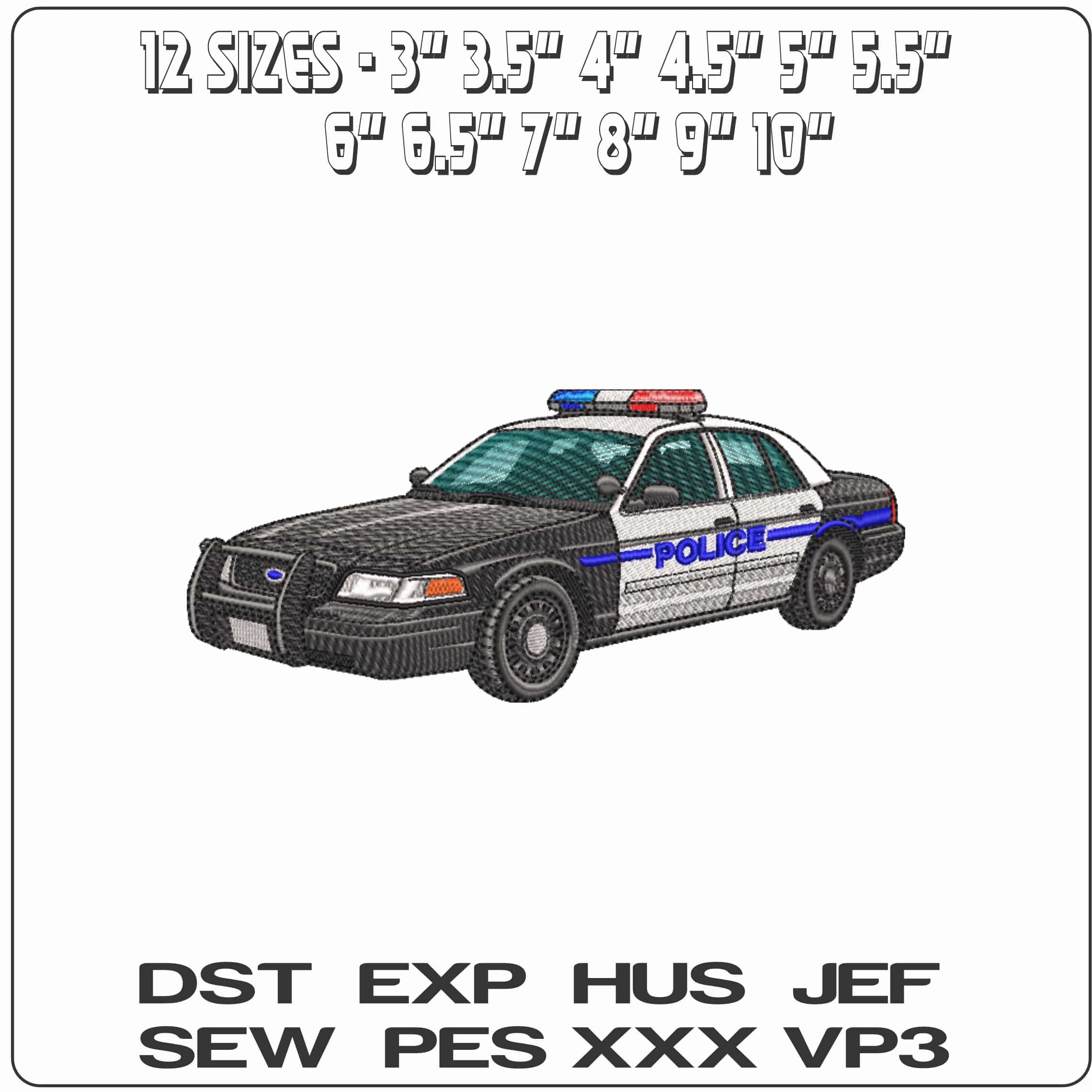 1990s Ford Crown Victoria Interceptor Police Car No Shadow  - Elegant embroidery design file-instant download — view 2