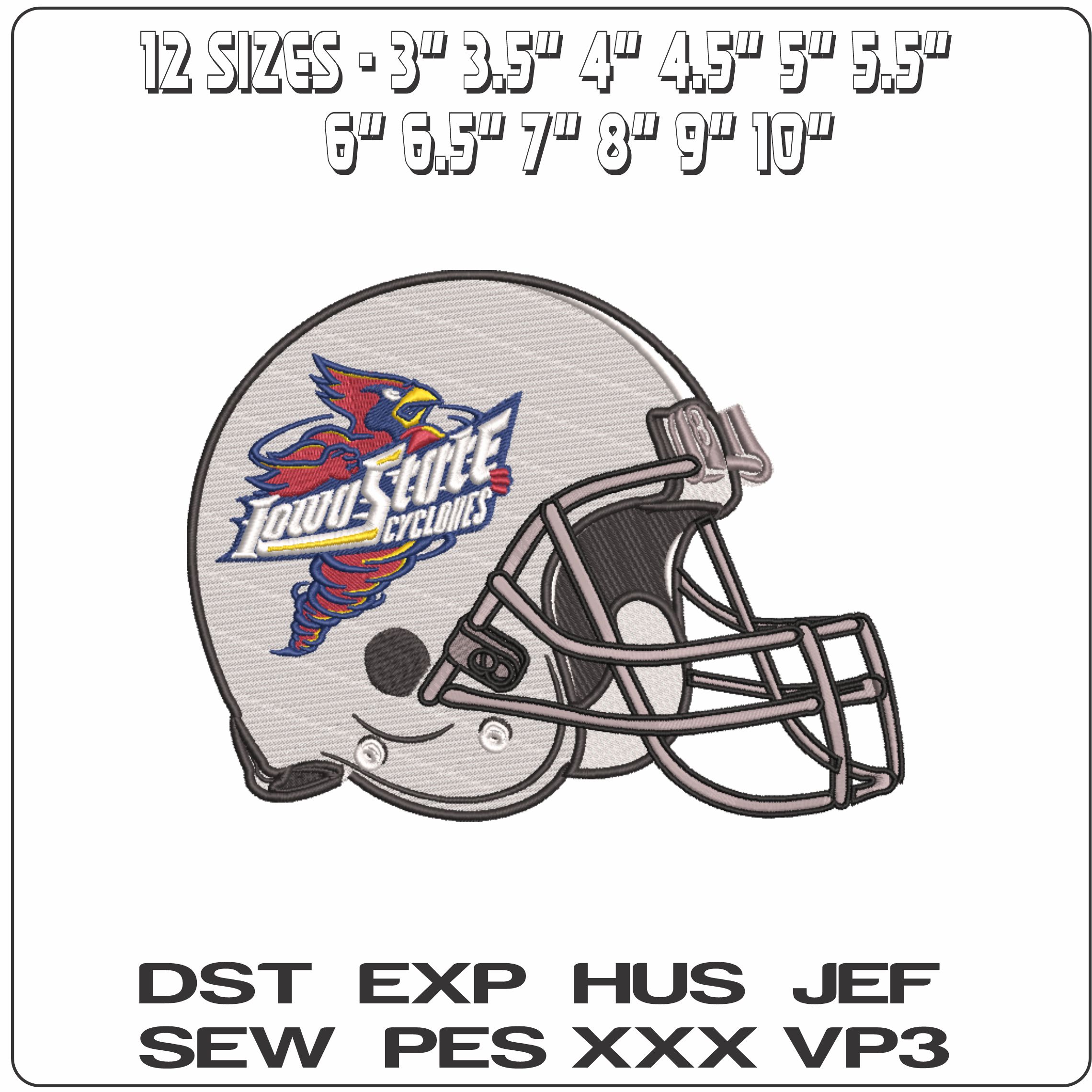AF Helemet Iowa State Cyclones 1995 to 2007  - Elegant embroidery design file-instant download — view 2