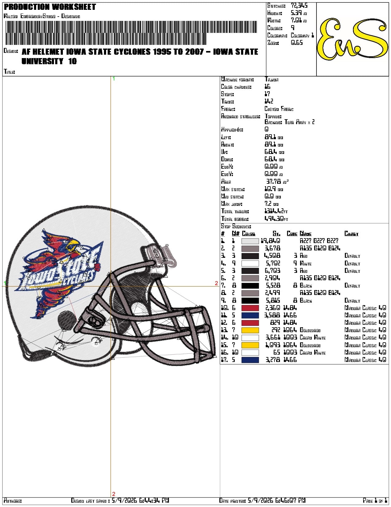 AF Helemet Iowa State Cyclones 1995 to 2007  - Elegant embroidery design file-instant download — view 3