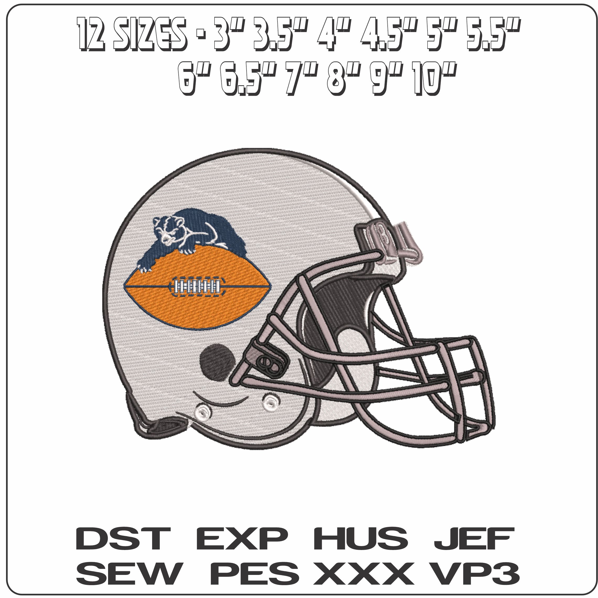 AF Helmet Chicago Bears 1946 to 1961  - Elegant embroidery design file-instant download — view 2