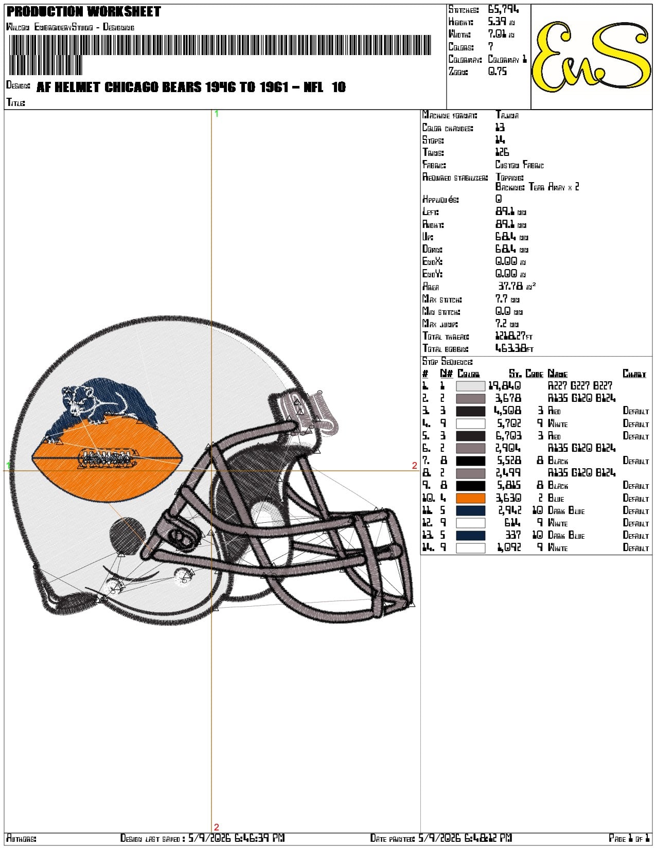 AF Helmet Chicago Bears 1946 to 1961  - Elegant embroidery design file-instant download — view 3