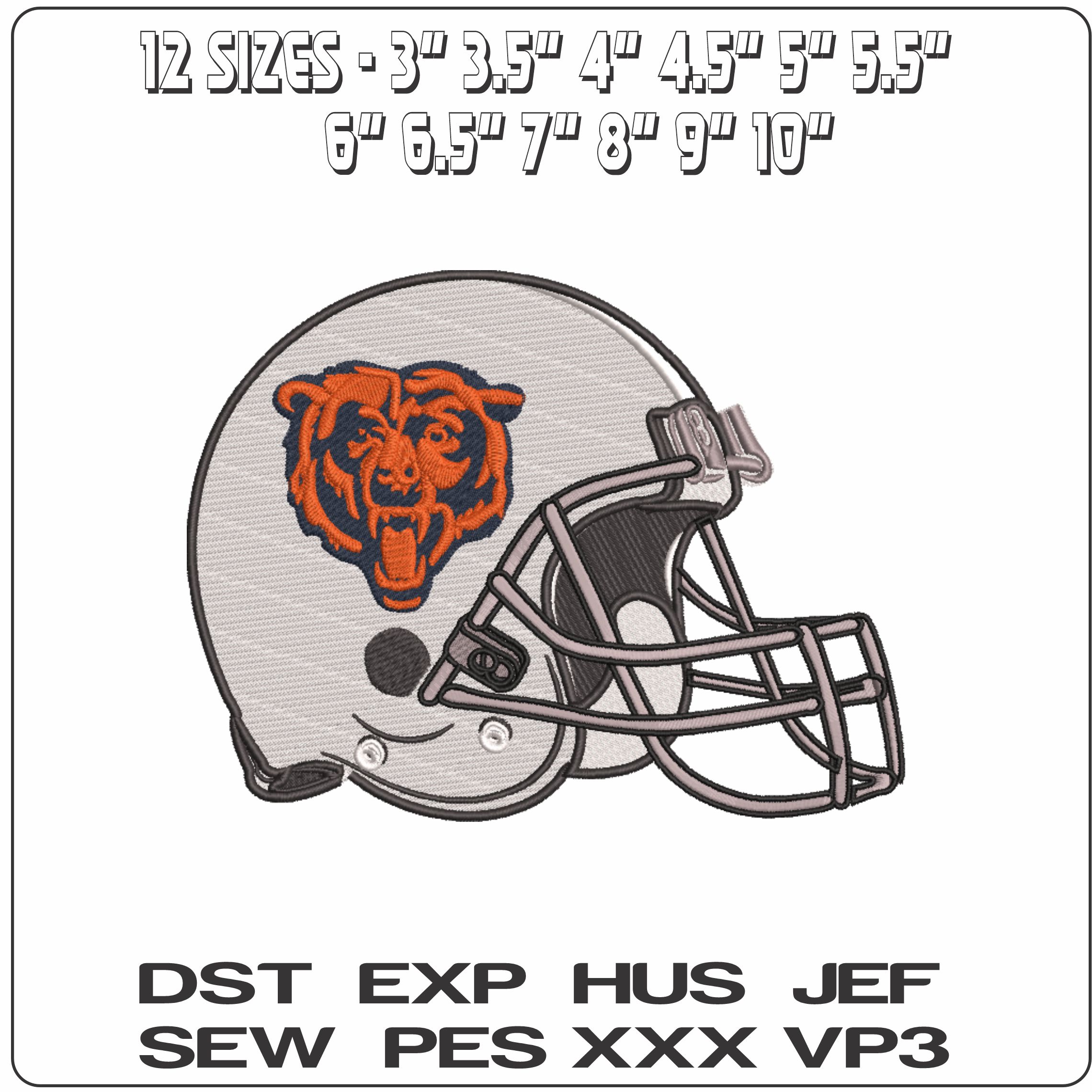 AF Helmet Chicago Bears Head  - Elegant embroidery design file-instant download — view 2