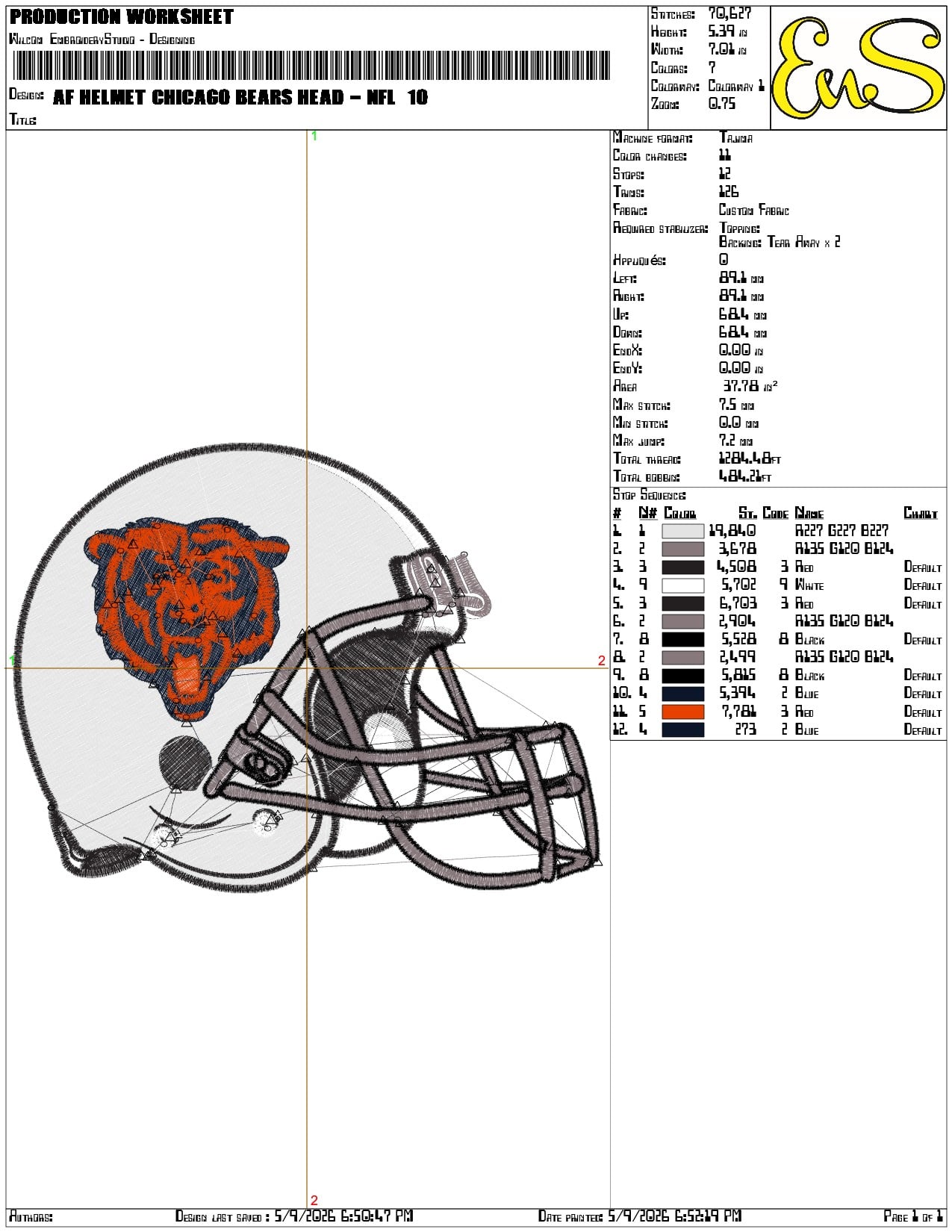 AF Helmet Chicago Bears Head  - Elegant embroidery design file-instant download — view 3