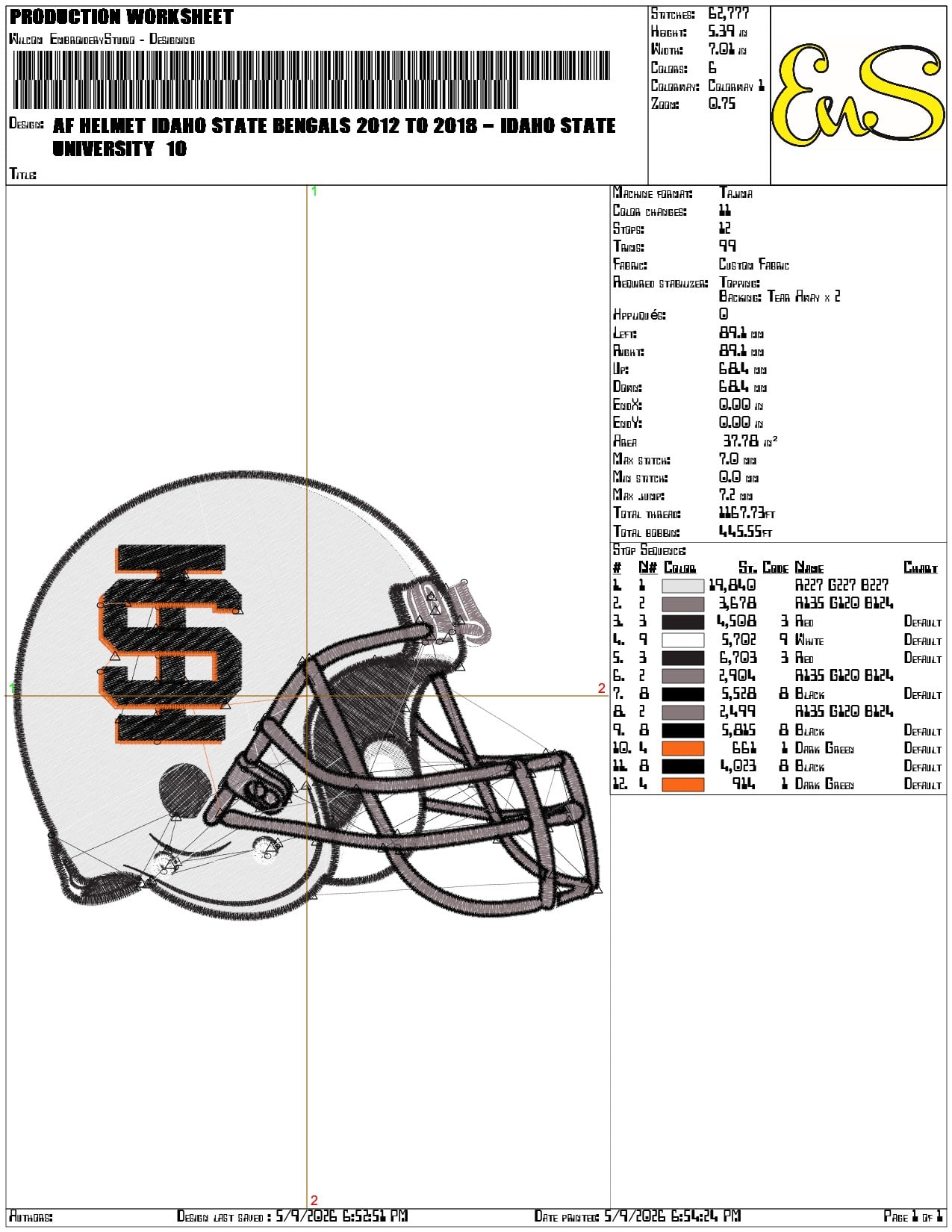 AF Helmet Idaho State Bengals 2012 to 2018  - Elegant embroidery design file-instant download — view 3