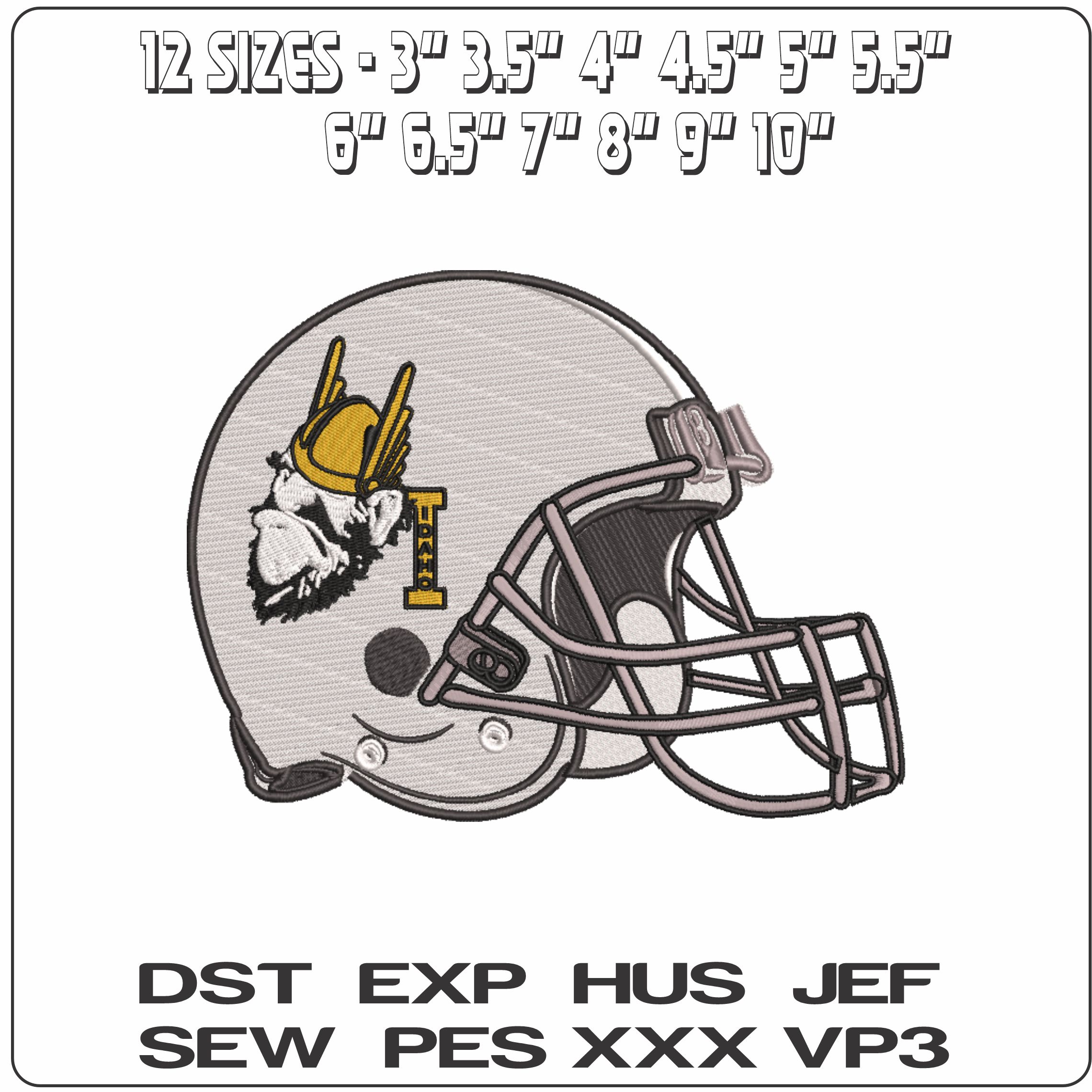 AF Helmet Idaho Vandals 1946 to 1966  - Elegant embroidery design file-instant download — view 2