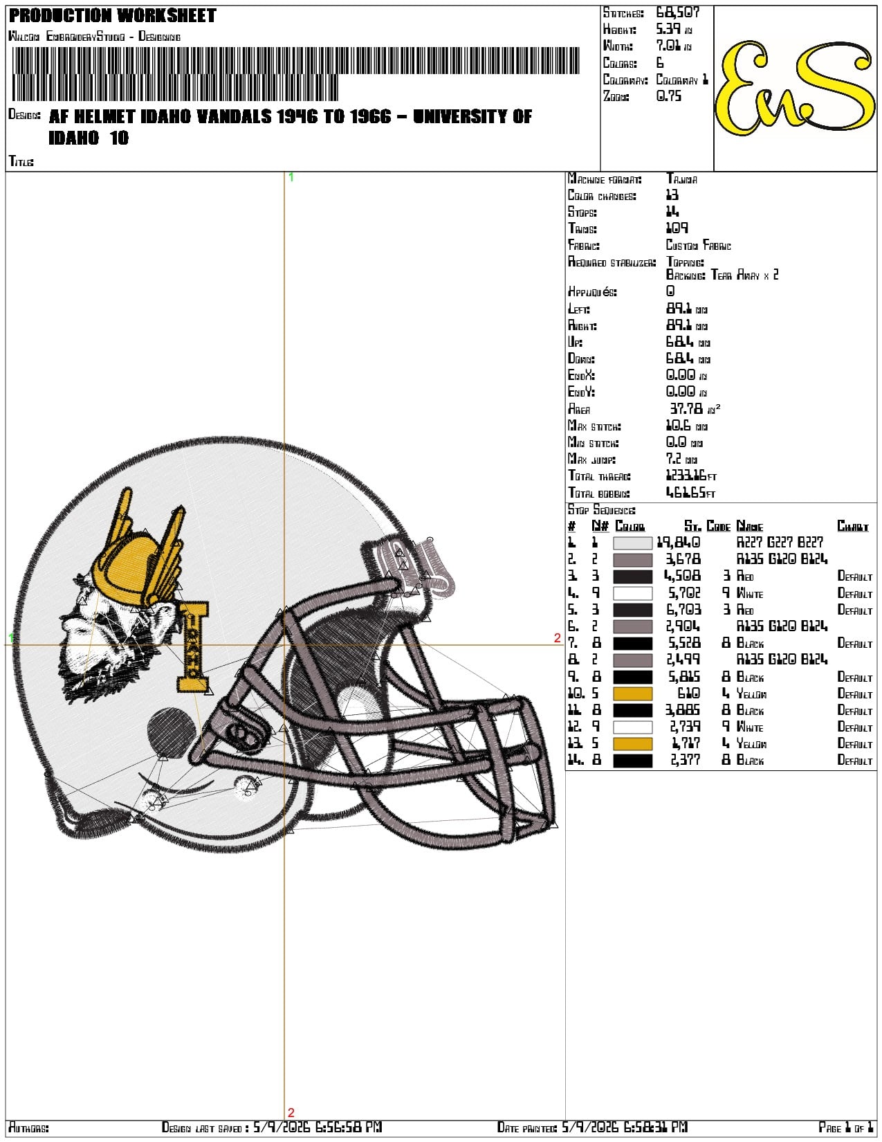 AF Helmet Idaho Vandals 1946 to 1966  - Elegant embroidery design file-instant download — view 3