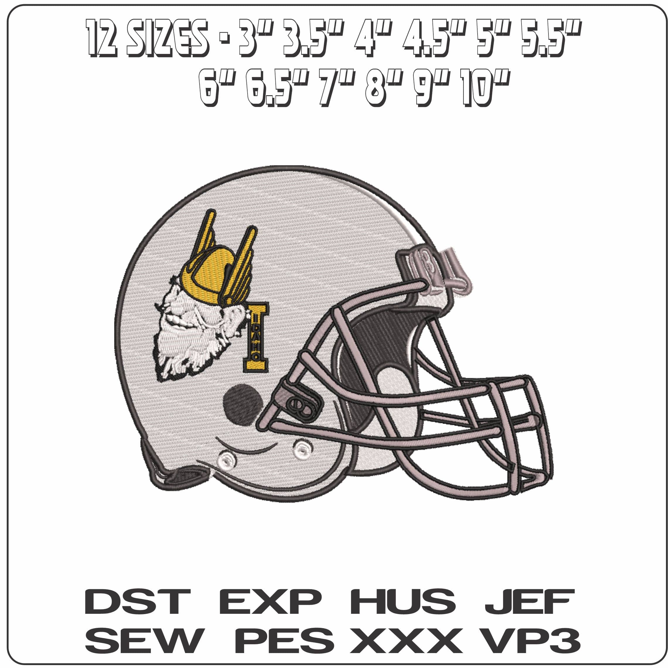 AF Helmet Idaho Vandals 1966 to 1978  - Elegant embroidery design file-instant download — view 2