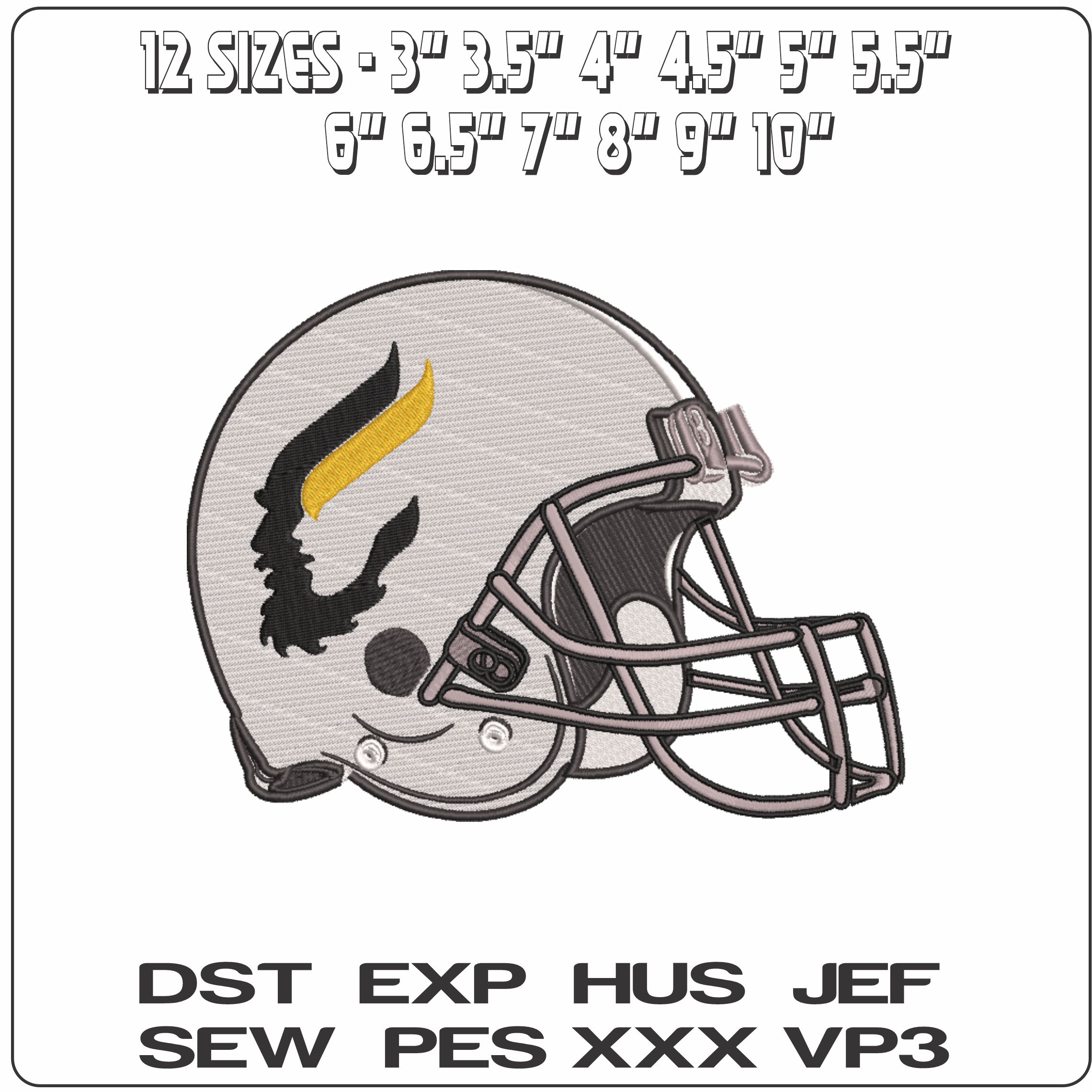 AF Helmet Idaho Vandals 1978 to 1998 no Name  - Elegant embroidery design file-instant download — view 2